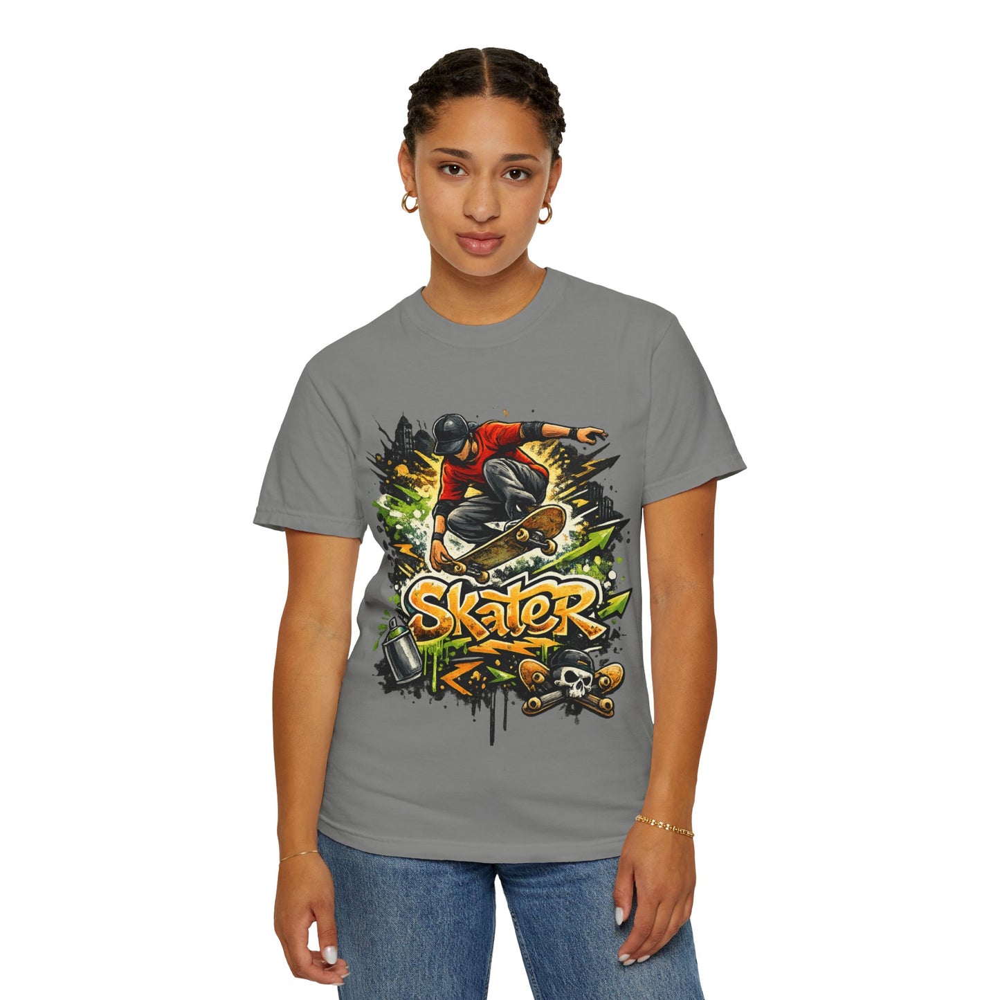 Skater Graphic T-Shirt - Unisex Garment-Dyed Tee for Skate Lovers