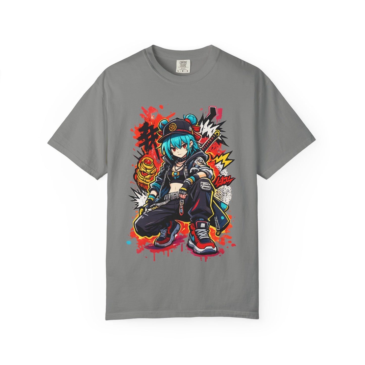 Anime Streetwear T-Shirt — Cool Girl Squatting Graphic Tee