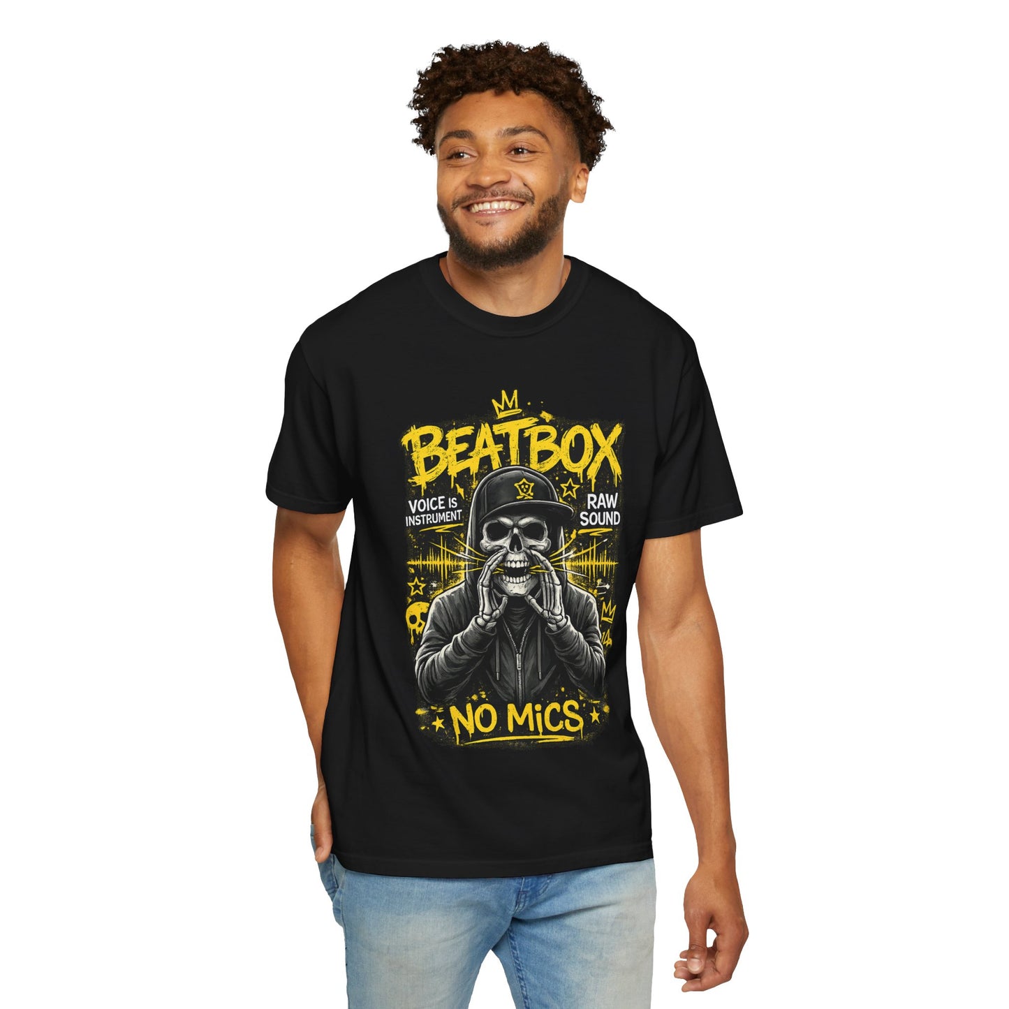 Beatbox No Mics T-Shirt — Skull Vocalist Streetwear Tee
