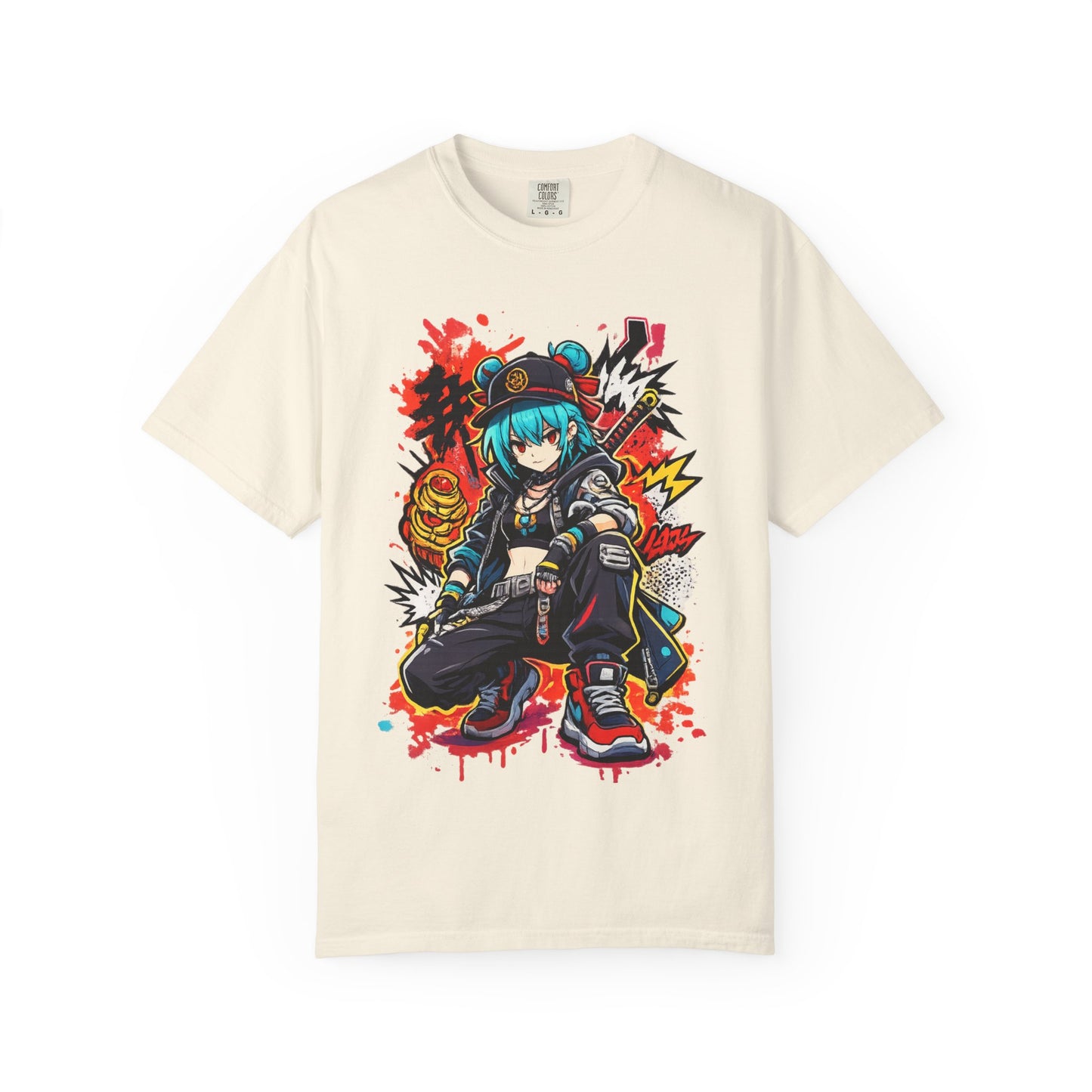 Anime Streetwear T-Shirt — Cool Girl Squatting Graphic Tee