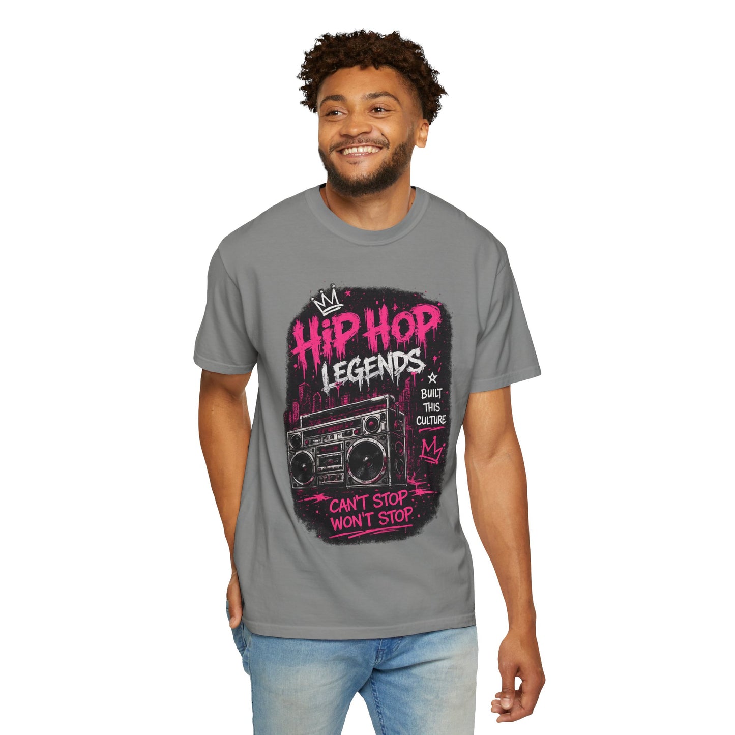 Hip Hop Legends Music T-Shirt — Can't Stop Won't Stop Retro Boombox Tee