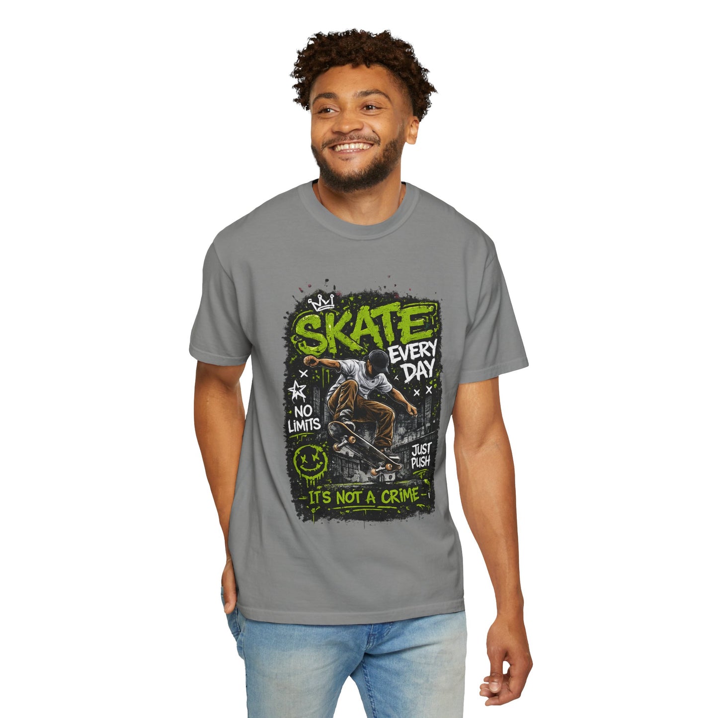 Skate Every Day Graphic T-Shirt — "It's Not a Crime" Skateboard Tee