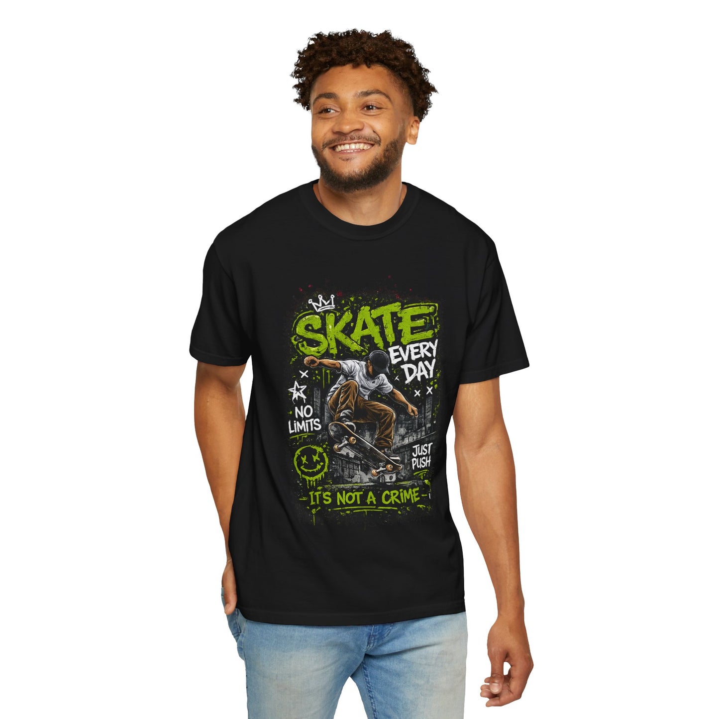 Skate Every Day Graphic T-Shirt — "It's Not a Crime" Skateboard Tee