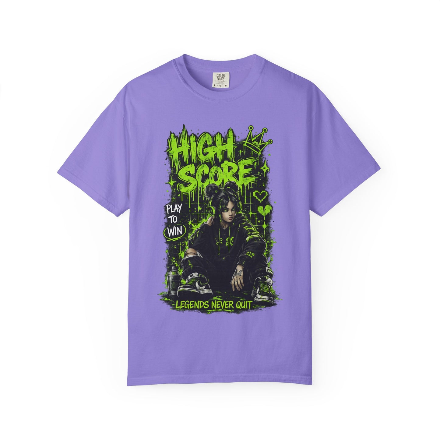 High Score Graphic T-Shirt — 'High Score: Legends Never Quit' Gamer Tee