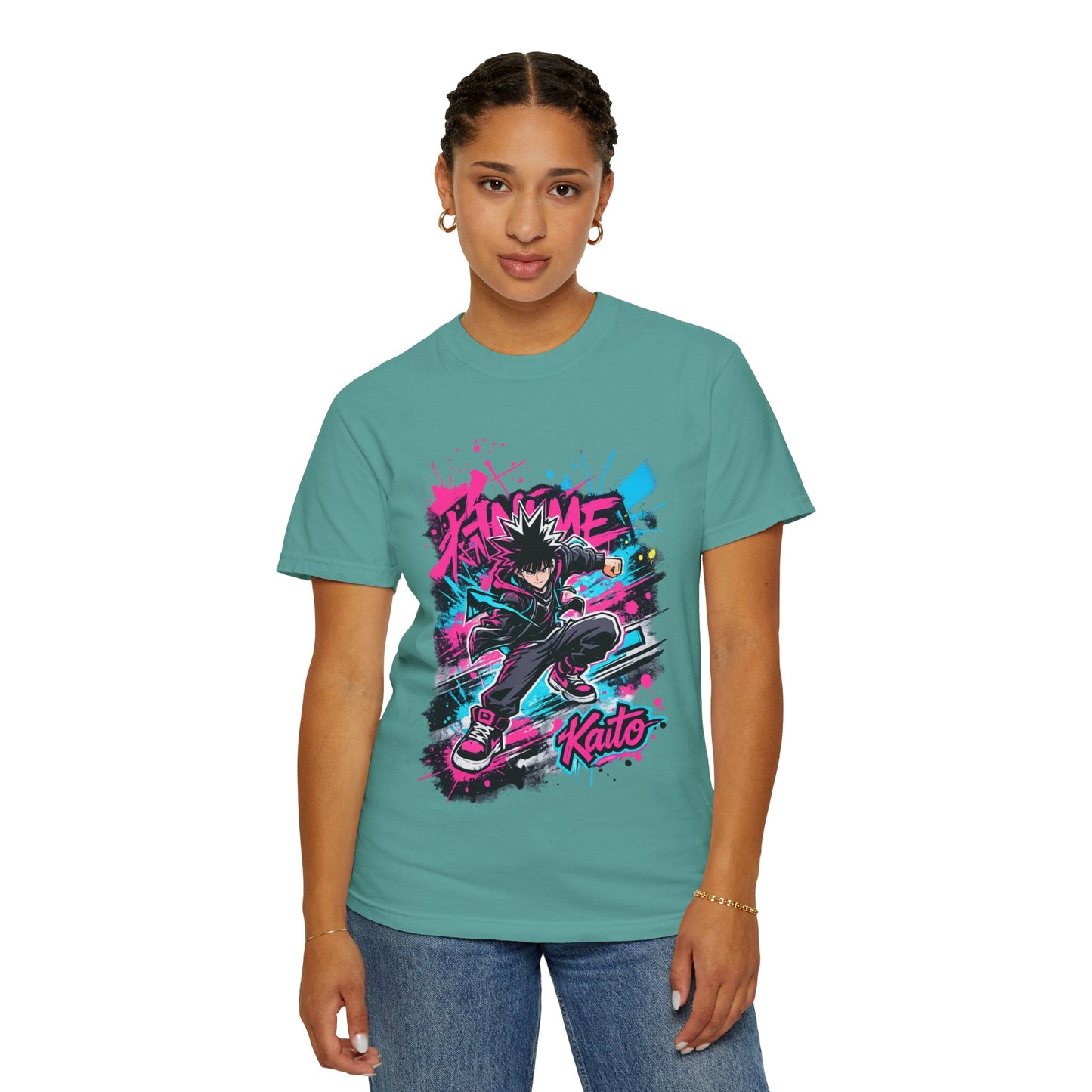Skater Kaito Graphic T-Shirt — Neon Anime Streetwear