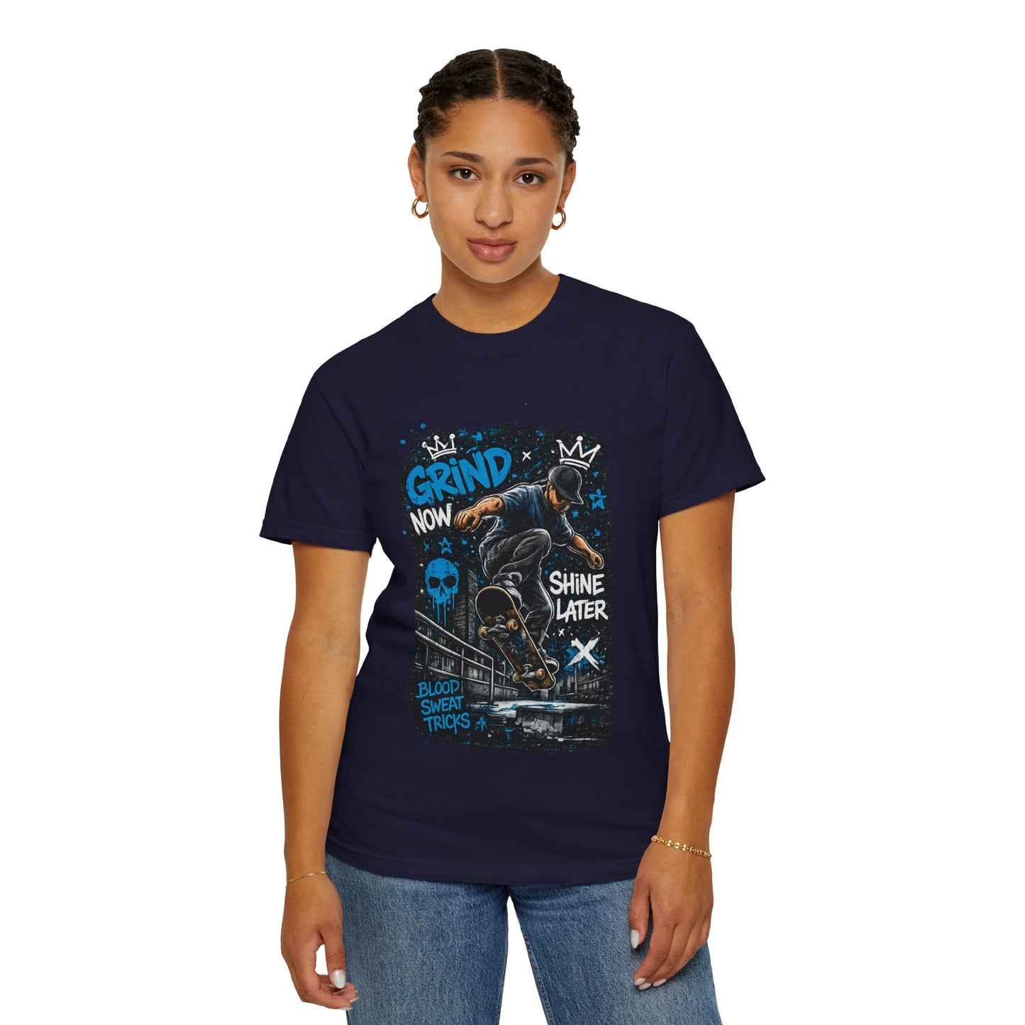Skate Grind Now Tee — 'Grind Now Shine Later' Skateboard Graphic T-Shirt