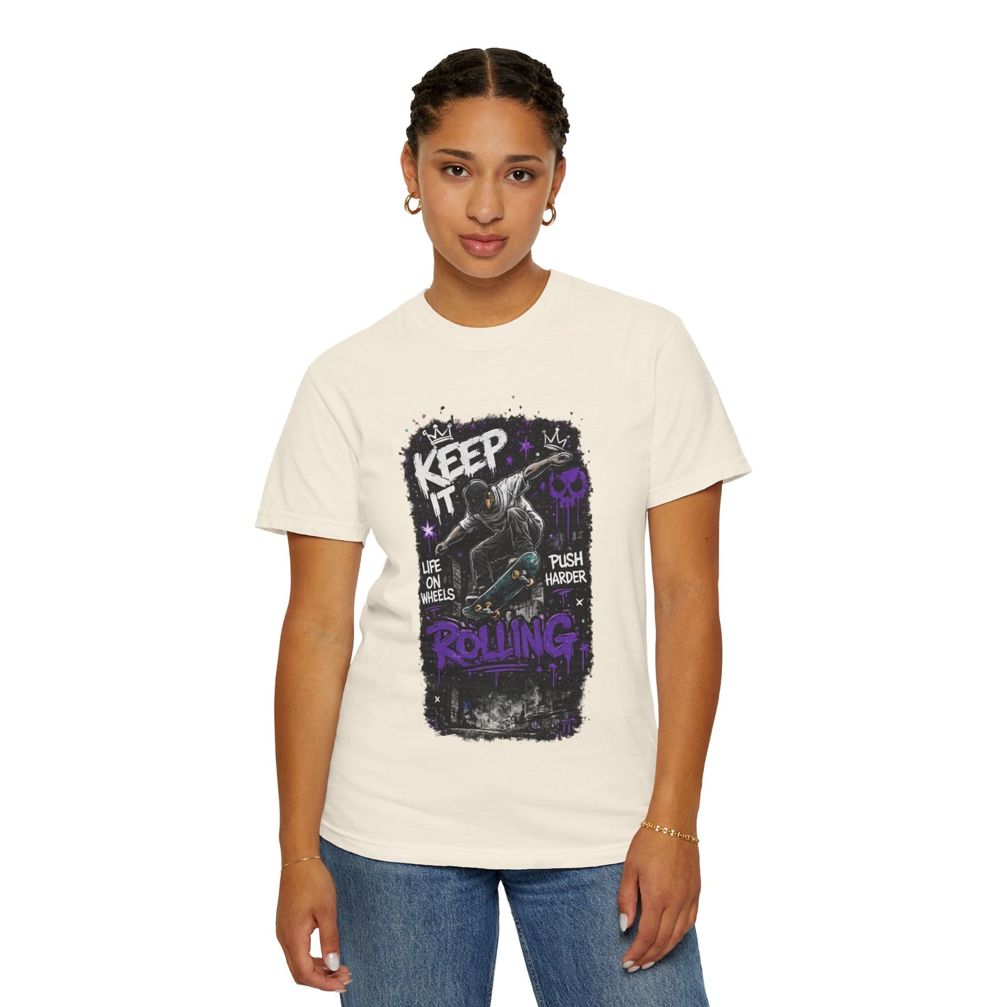 Keep It Rolling Skateboard T-Shirt — "Keep It Rolling" Graphic Tee