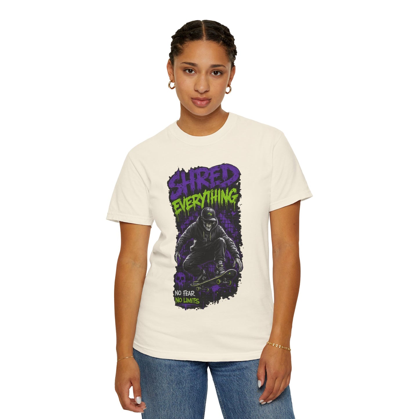 Shred Everything Skateboard T-Shirt — No Fear, No Limits Graphic Tee