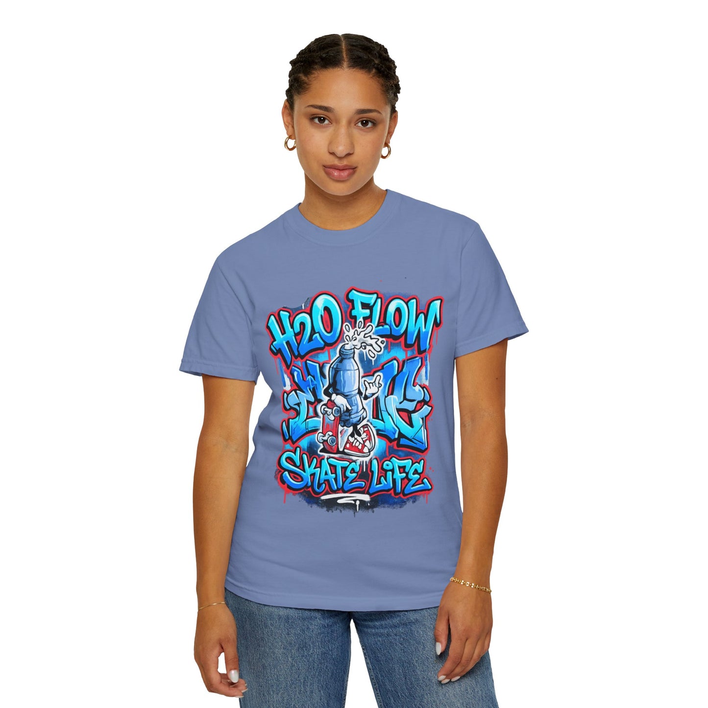 H2O Flow Skate Life T-Shirt | Graffiti Soda Can Skateboard Design