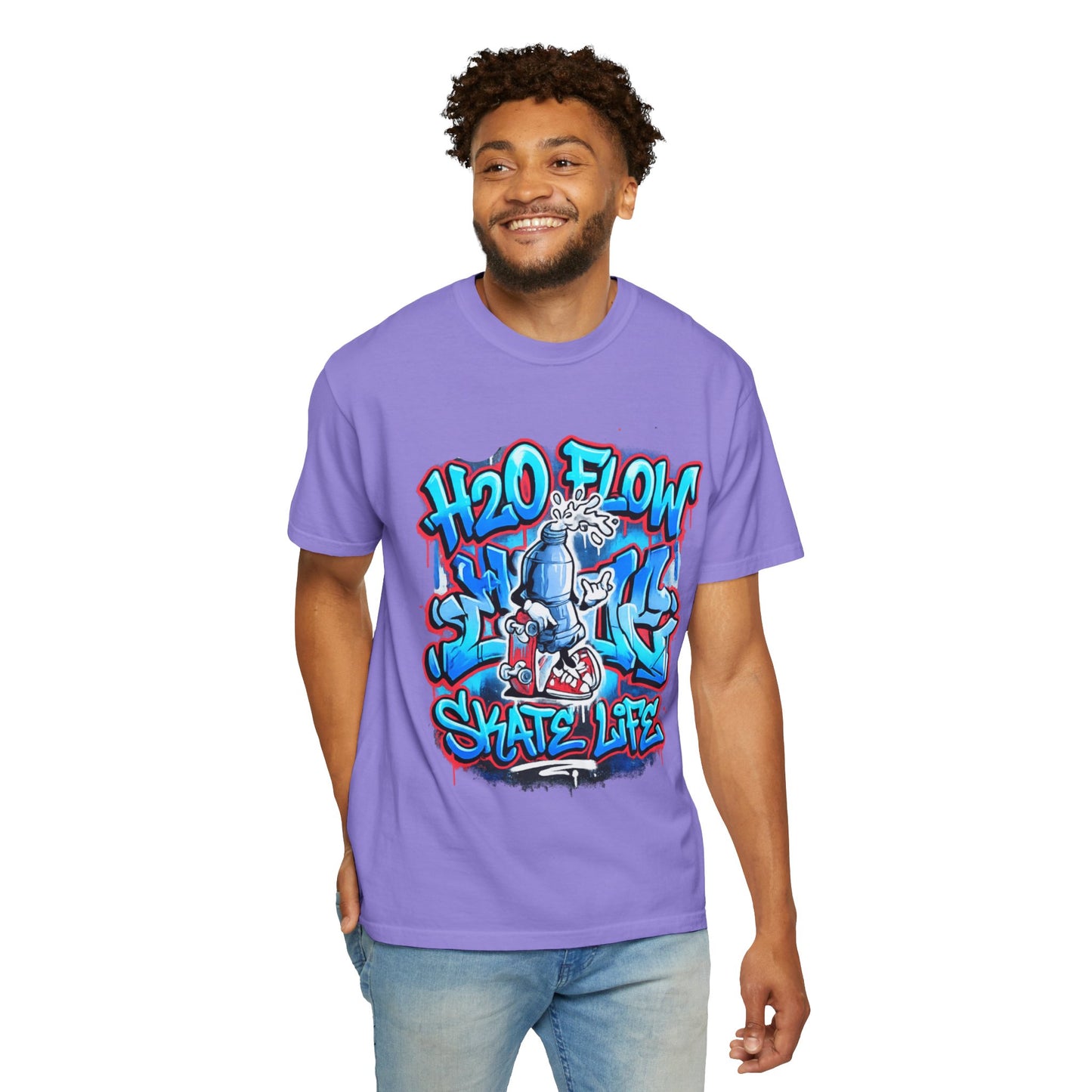 H2O Flow Skate Life T-Shirt | Graffiti Soda Can Skateboard Design