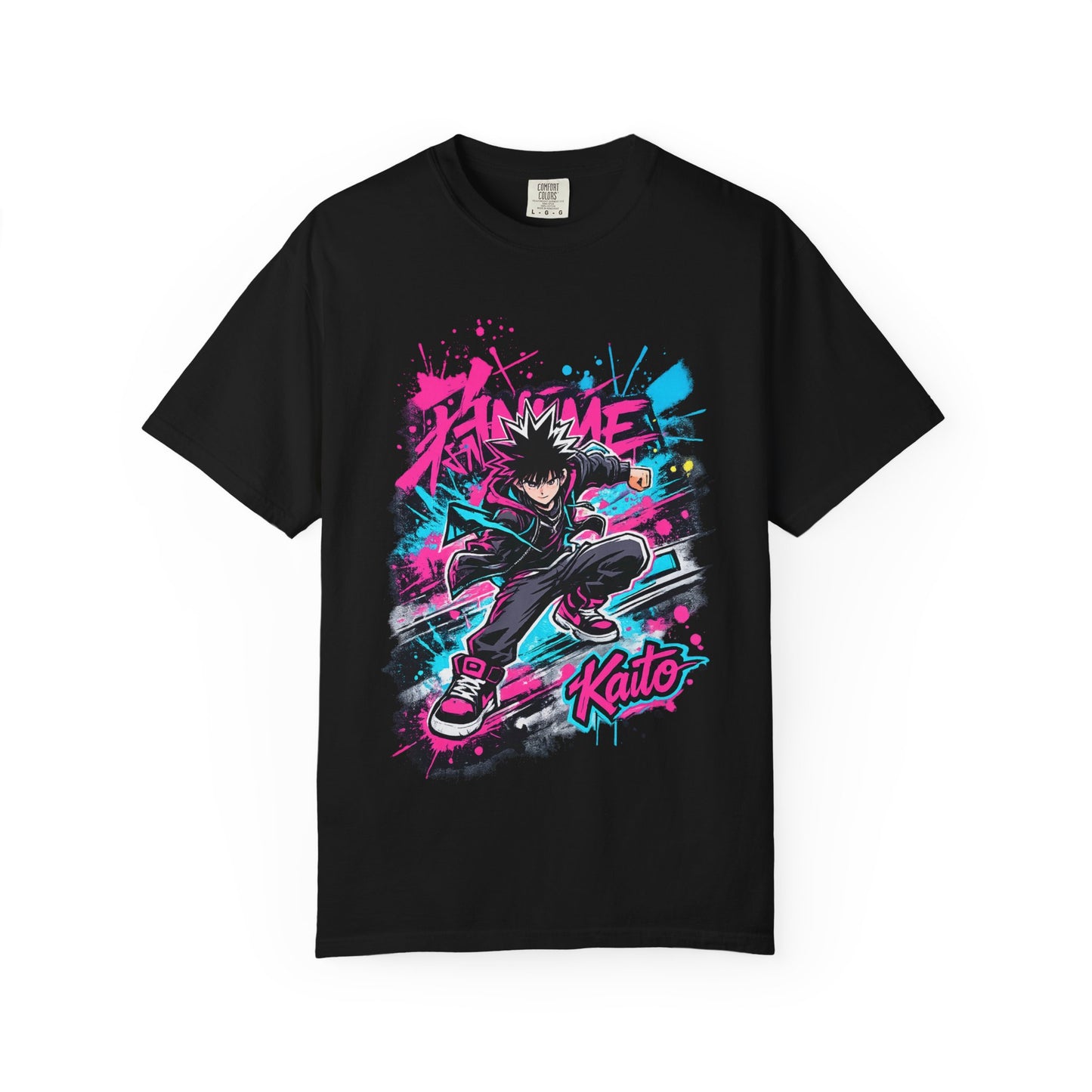 Skater Kaito Graphic T-Shirt — Neon Anime Streetwear