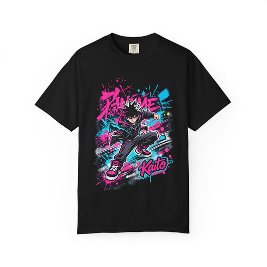 Skater Kaito Graphic T-Shirt — Neon Anime Streetwear