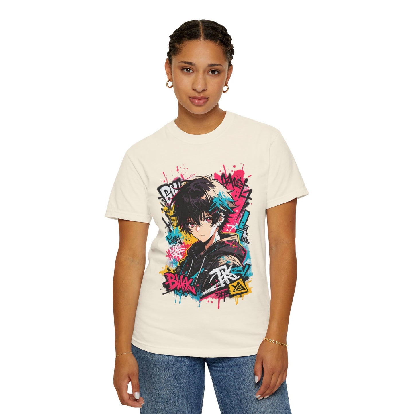 Anime Streetwear T‑Shirt — Graffiti Boy Graphic Tee