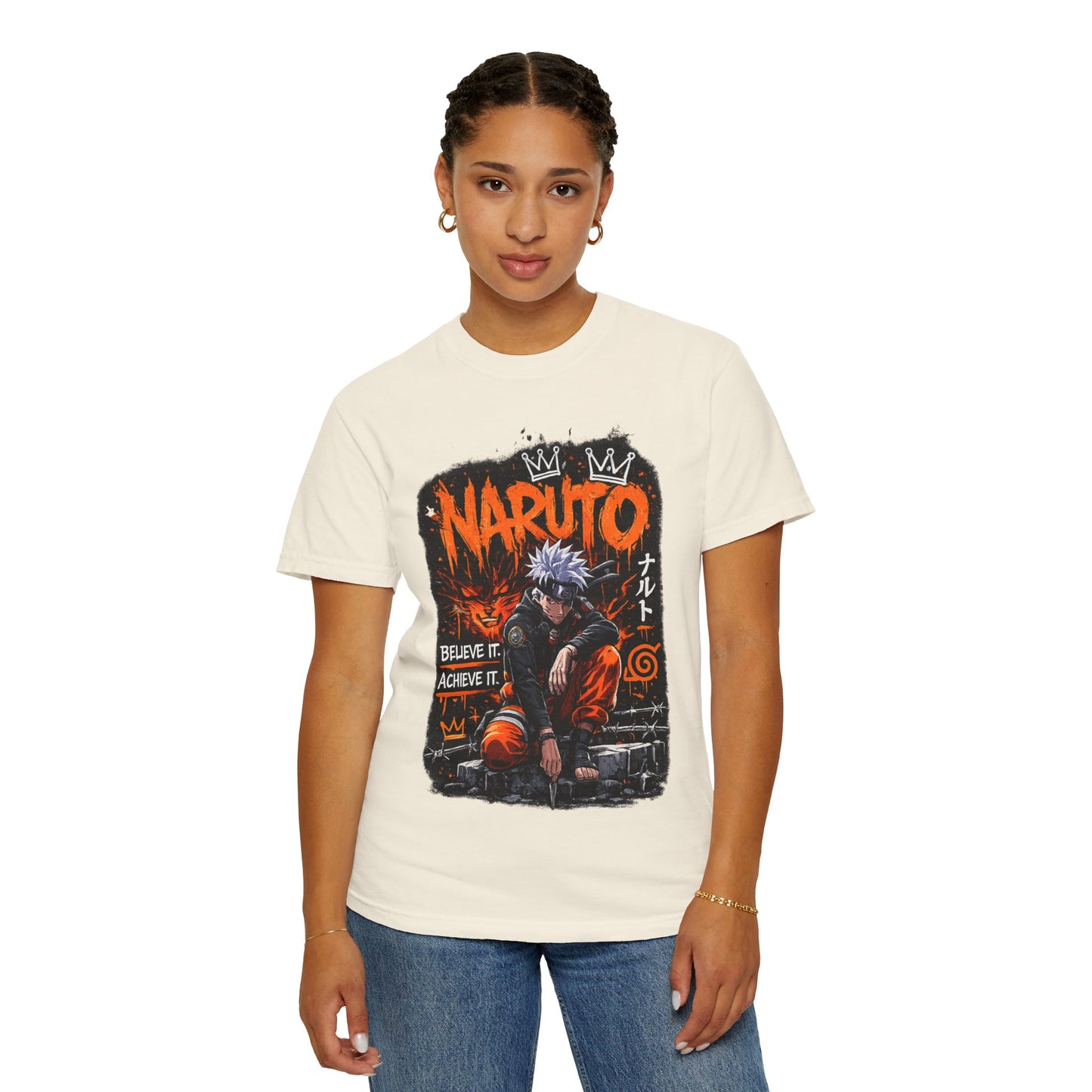 Anime Graphic T-Shirt - "Believe It, Achieve It" Naruto Streetwear Tee