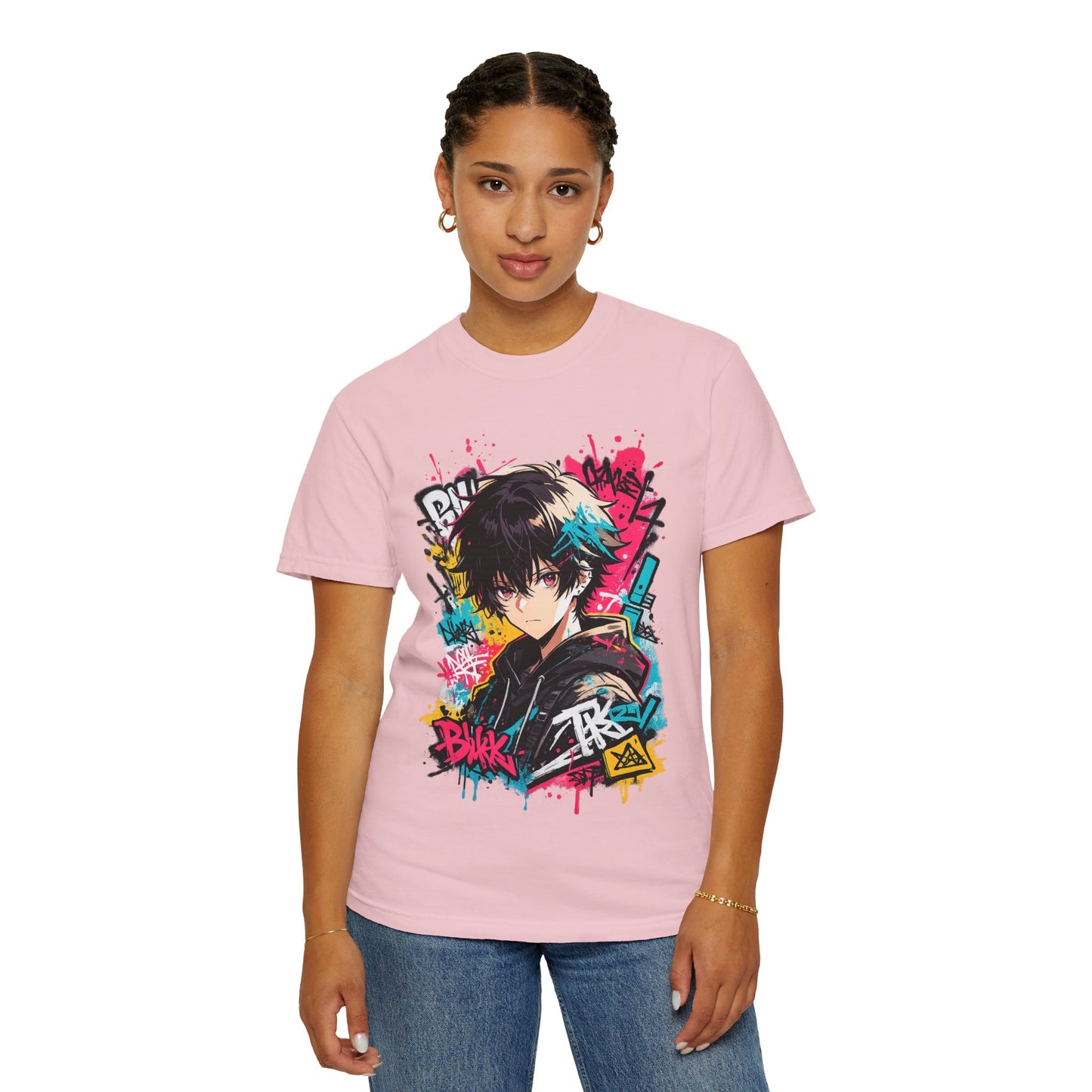 Anime Streetwear T‑Shirt — Graffiti Boy Graphic Tee