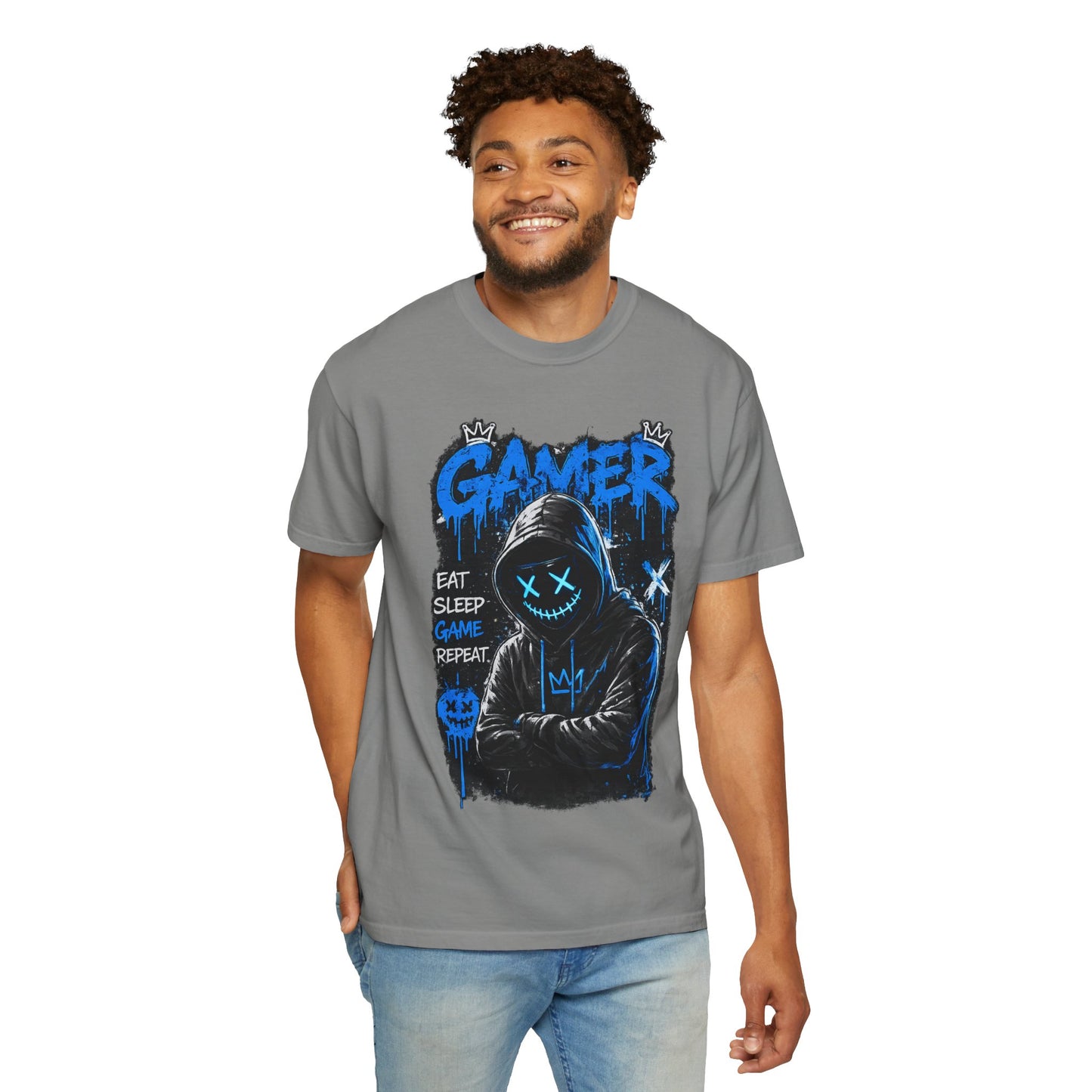 Gamer Hoodie Graphic T-Shirt — "Eat Sleep Game Repeat" Streetwear Tee