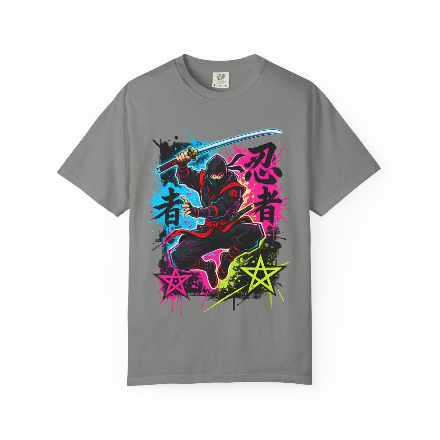 Neon Ninja Graphic T-Shirt — Vibrant Samurai Skate Style