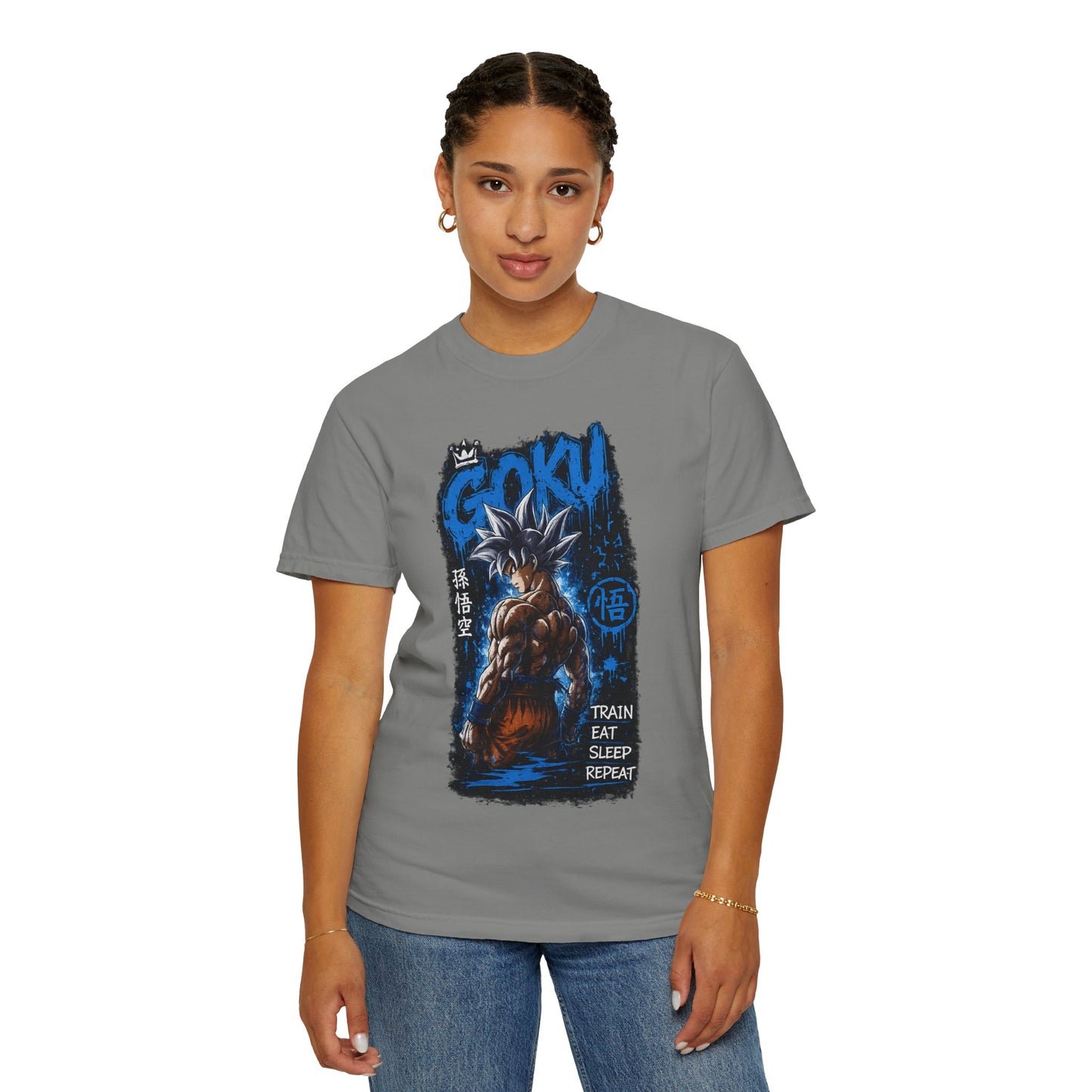 Goku Graphic T-Shirt — "Train Eat Sleep Repeat" Anime Tee