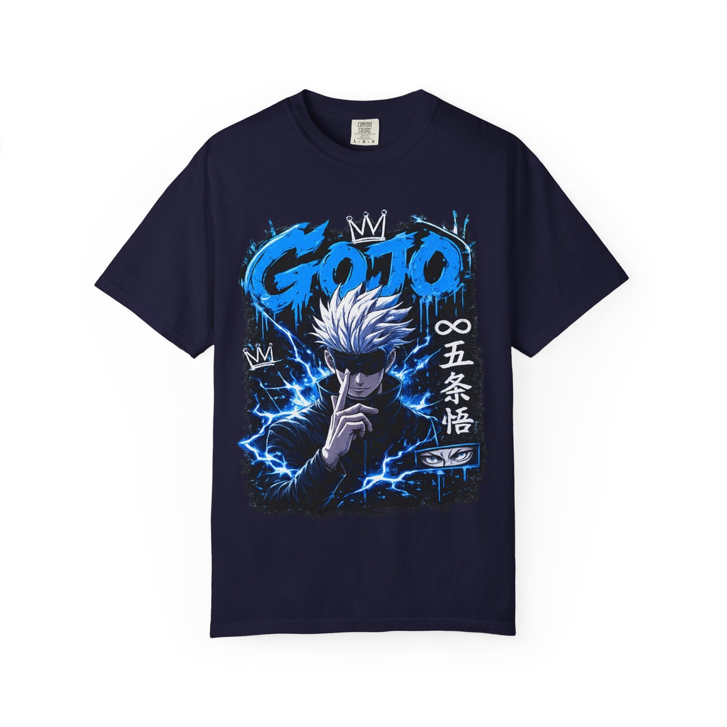 Gojo Satoru Anime T-Shirt — Blue Lightning Graphic Tee