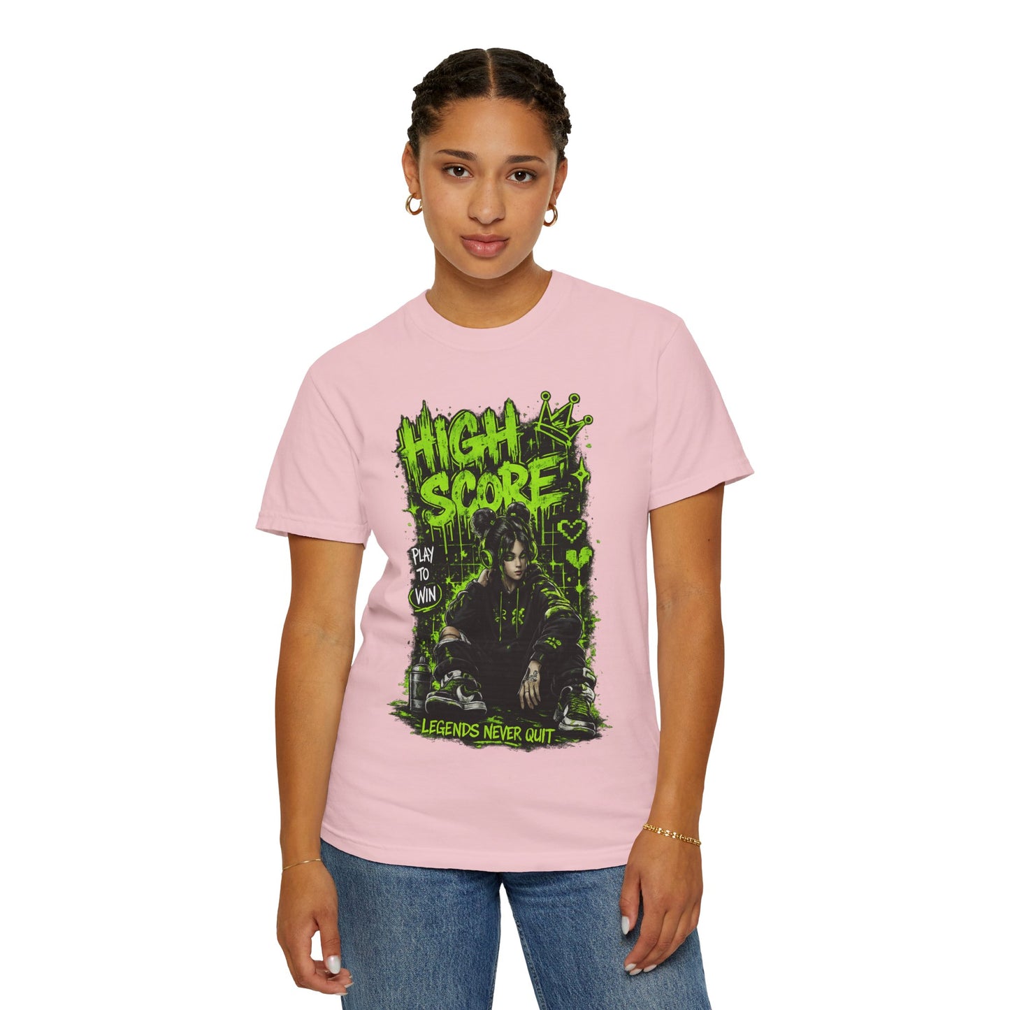 High Score Graphic T-Shirt — 'High Score: Legends Never Quit' Gamer Tee