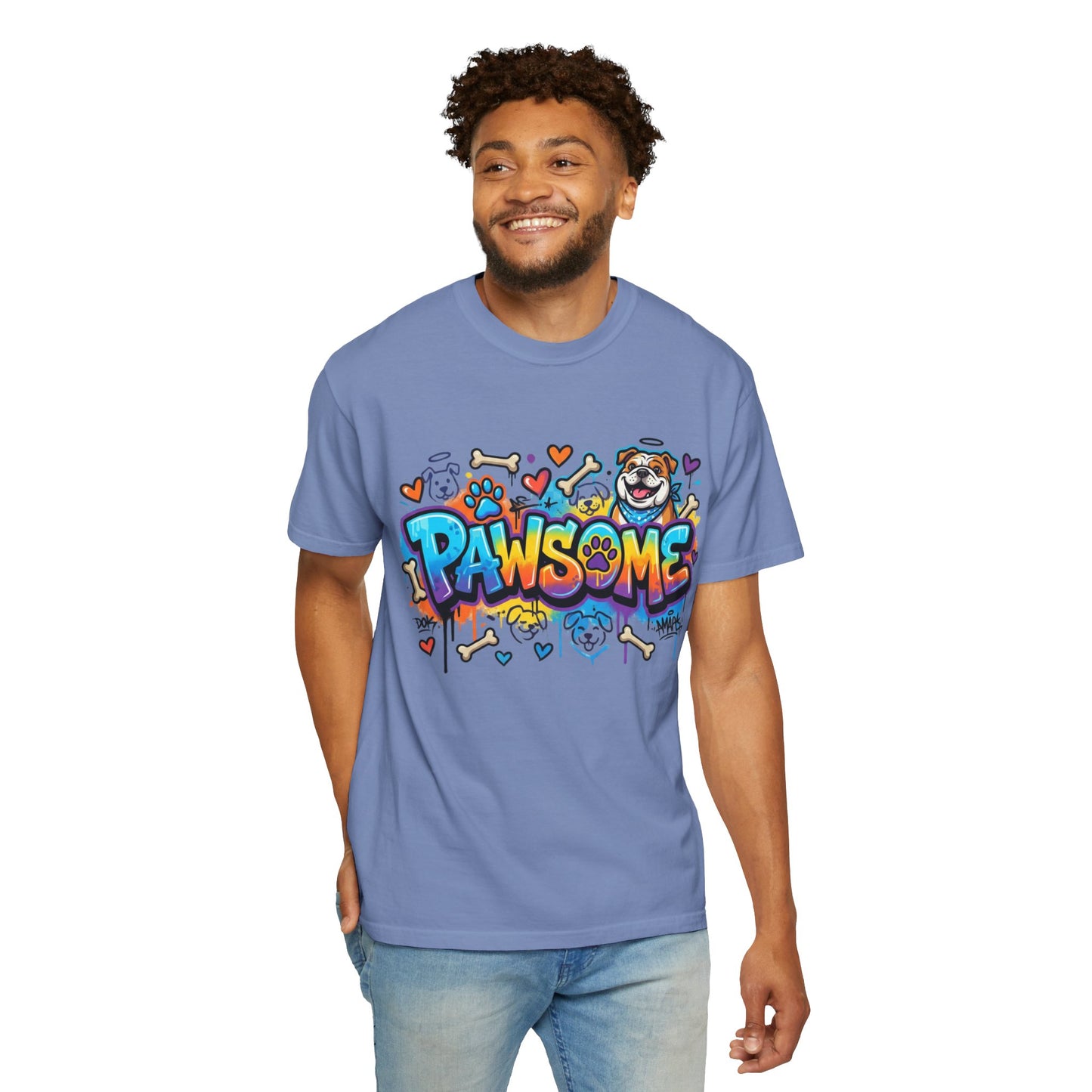 Pawsome Graffiti Dog T-Shirt — Colorful Pet Lover Tee