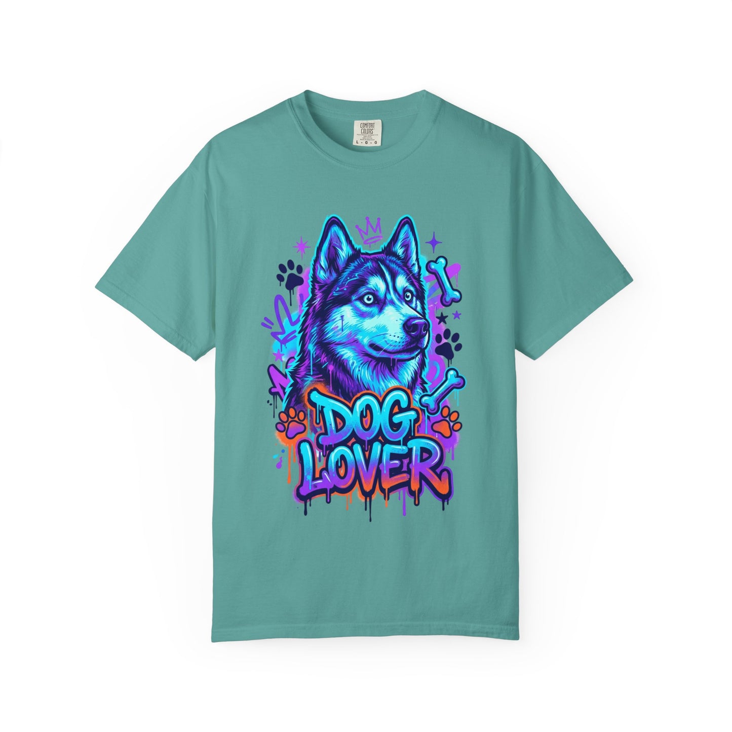 Dog Lover T-Shirt — Neon Husky Graphic Tee