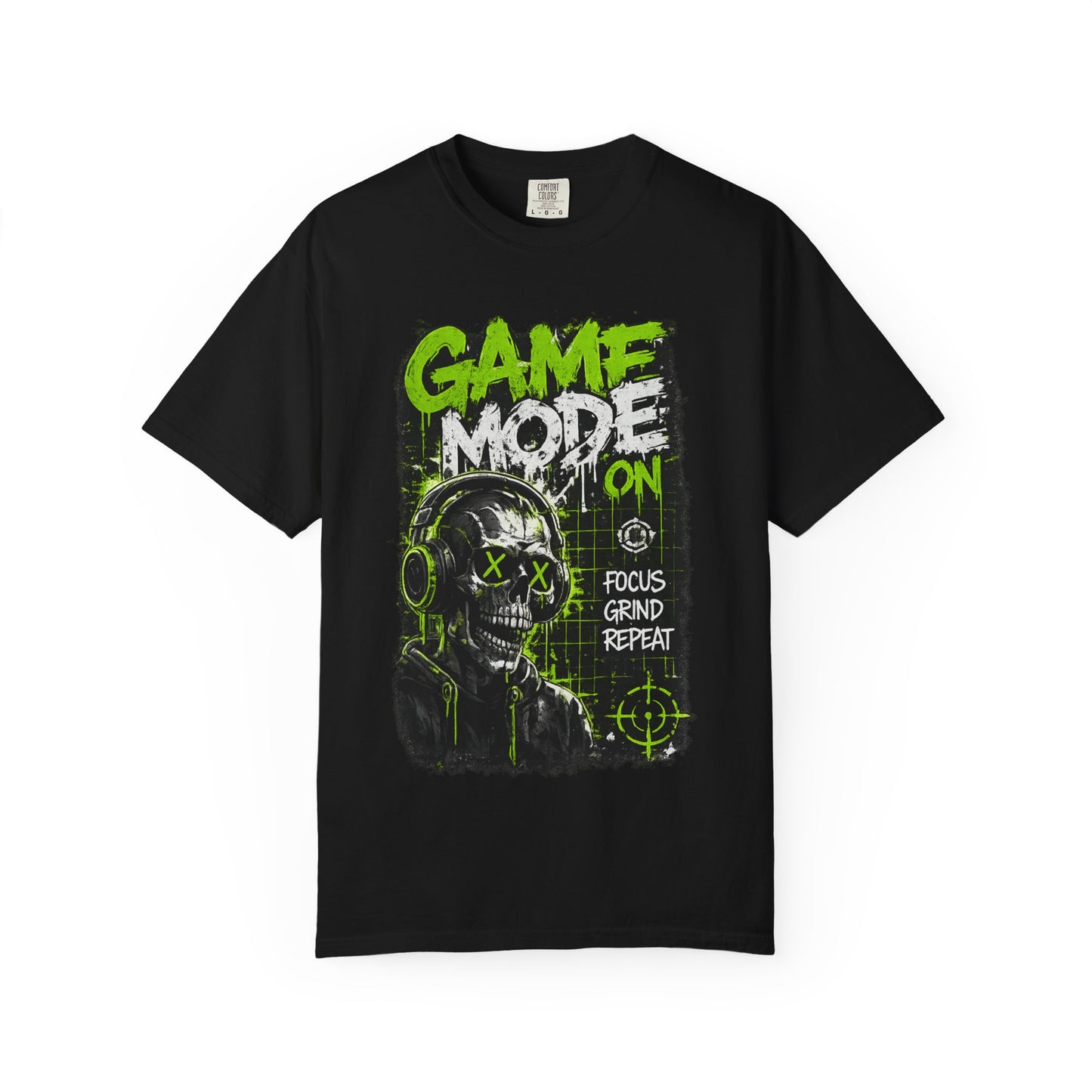 Game Mode On T-Shirt — Gamer Skull Graphic Tee (Focus Grind Repeat)