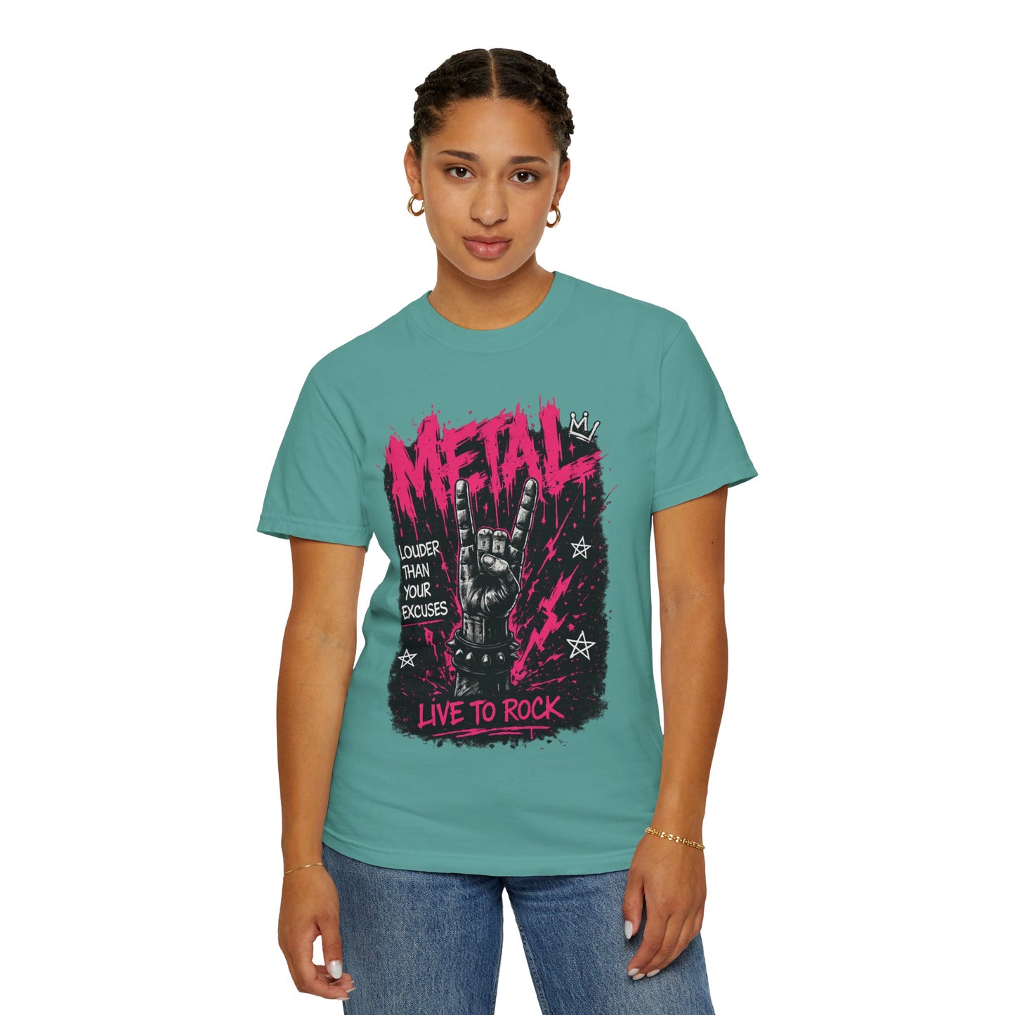Metal "Live to Rock" T-Shirt — Louder Than Your Excuses Music Graphic Tee