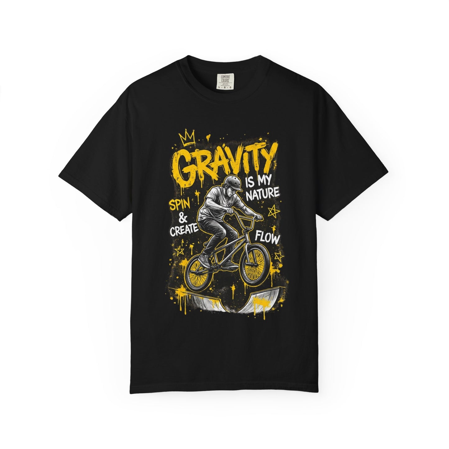 Gravity Is My Nature BMX T-Shirt — Spin, Create & Flow Graphic Tee