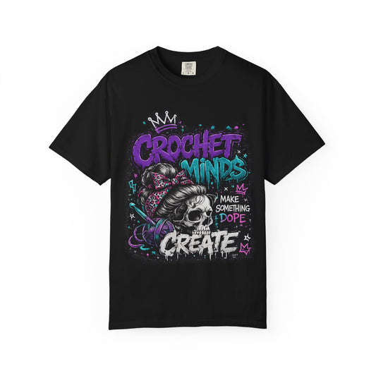 Crochet Minds 'Make Something Dope' Graphic T-Shirt — Edgy Crochet Skull Tee