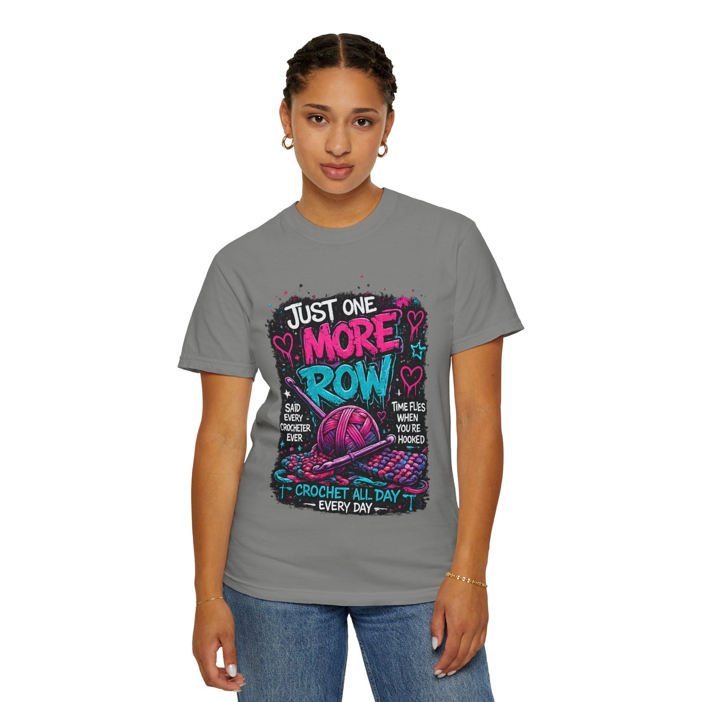 Crochet T‑Shirt — "Just One More Row" Yarn Lover Tee