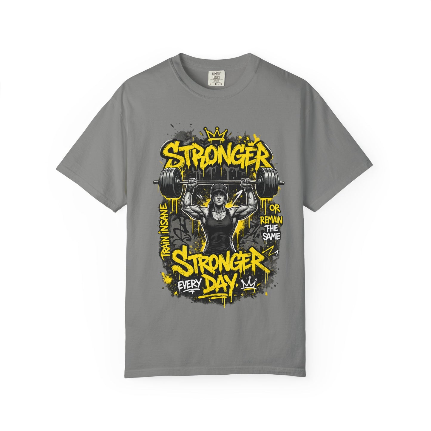 Stronger Every Day weightlifter graphic tee