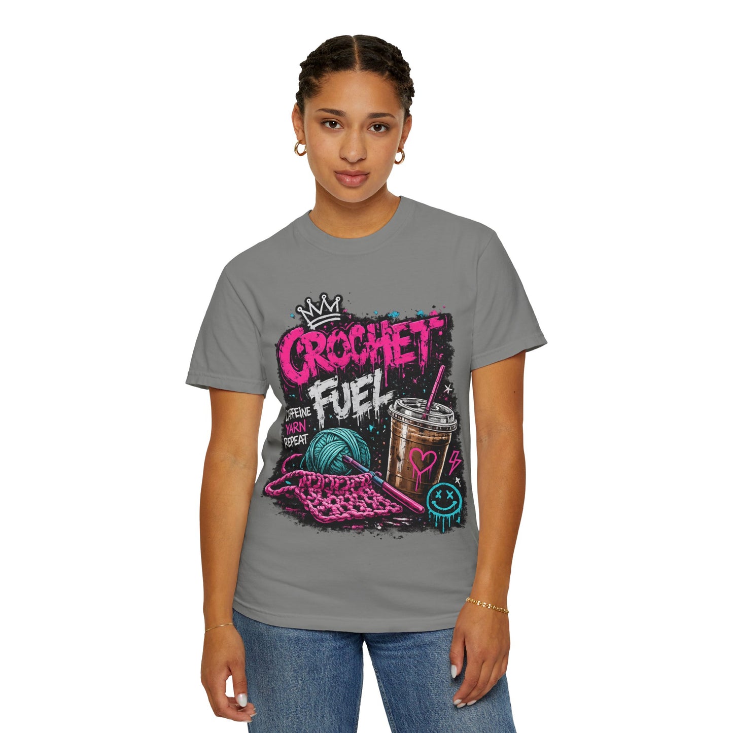 Crochet Fuel T-Shirt — Funny Yarn & Coffee Crochet Tee for Crafters