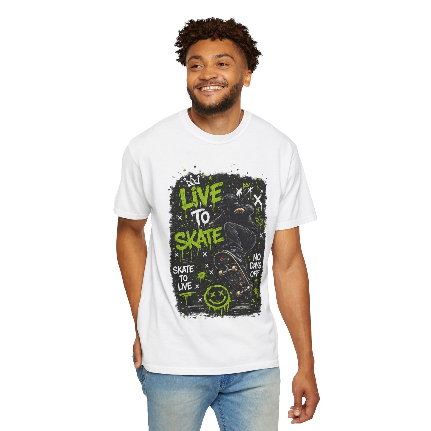 Live to Skate Graphic T-Shirt – Skateboarder Streetwear Tee