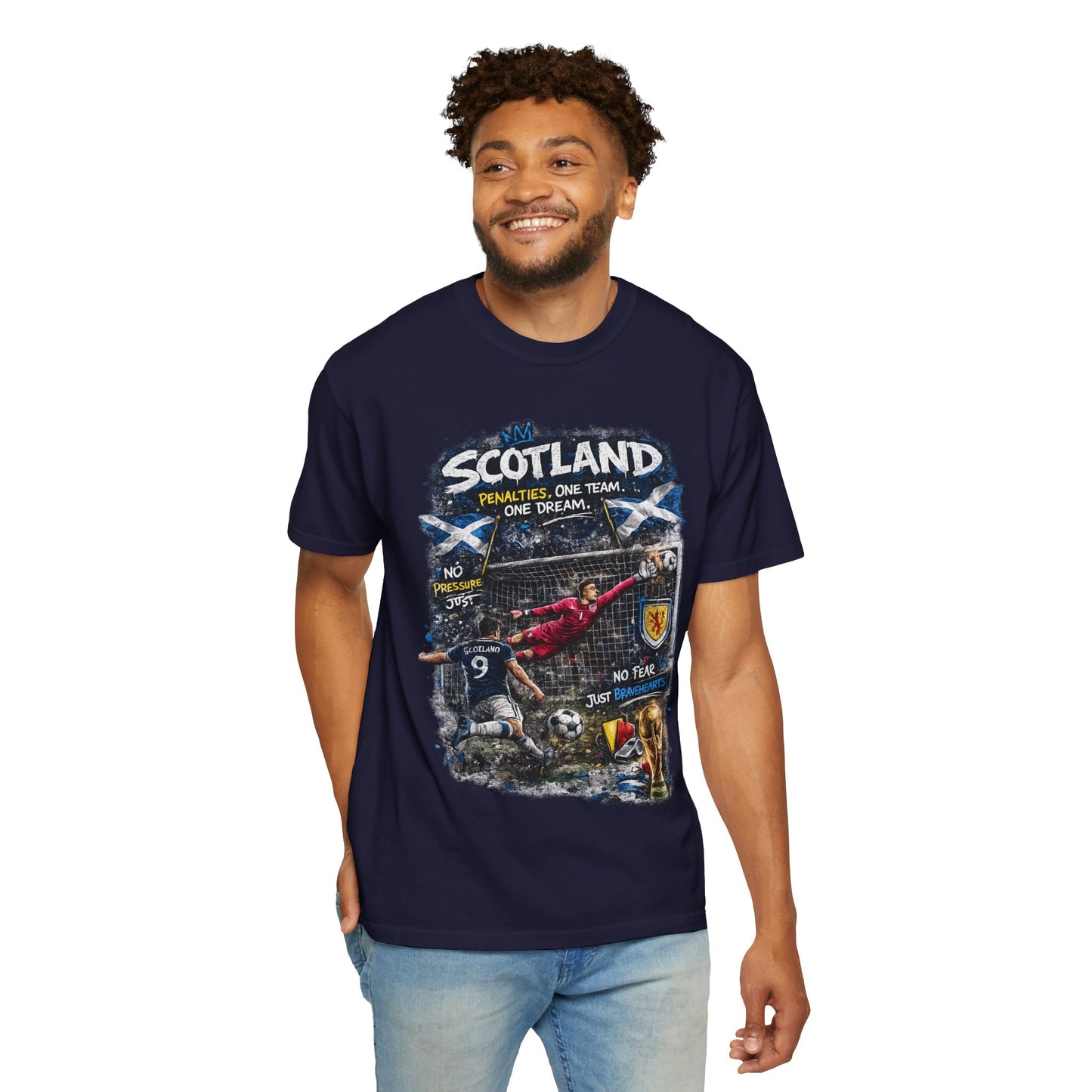 Scotland Football Montage T-shirt | Soccer Scottish Crest, Goalkeeper Dive