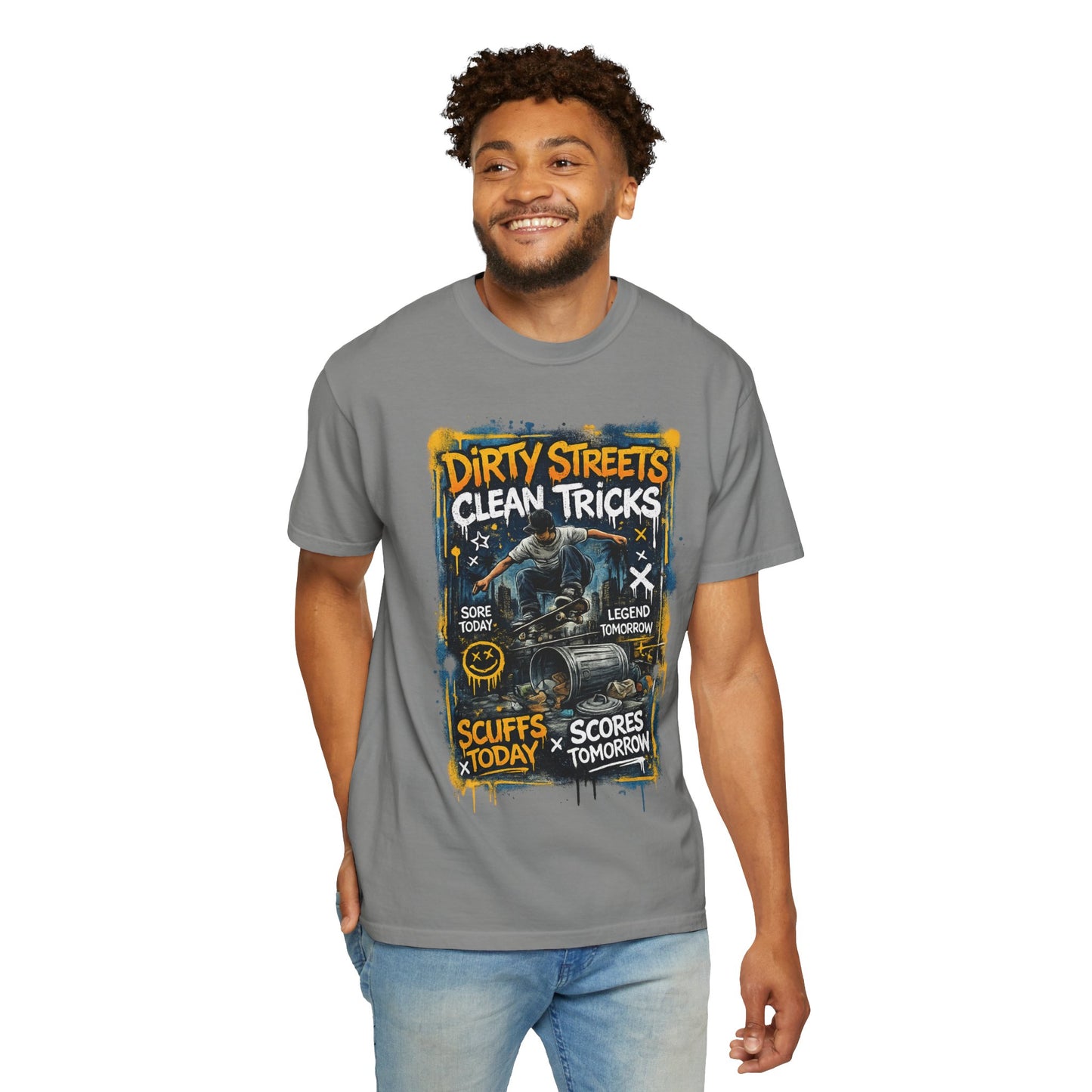 Dirty Streets, Clean Tricks Skate T-Shirt — Scuffs Today, Scores Tomorrow