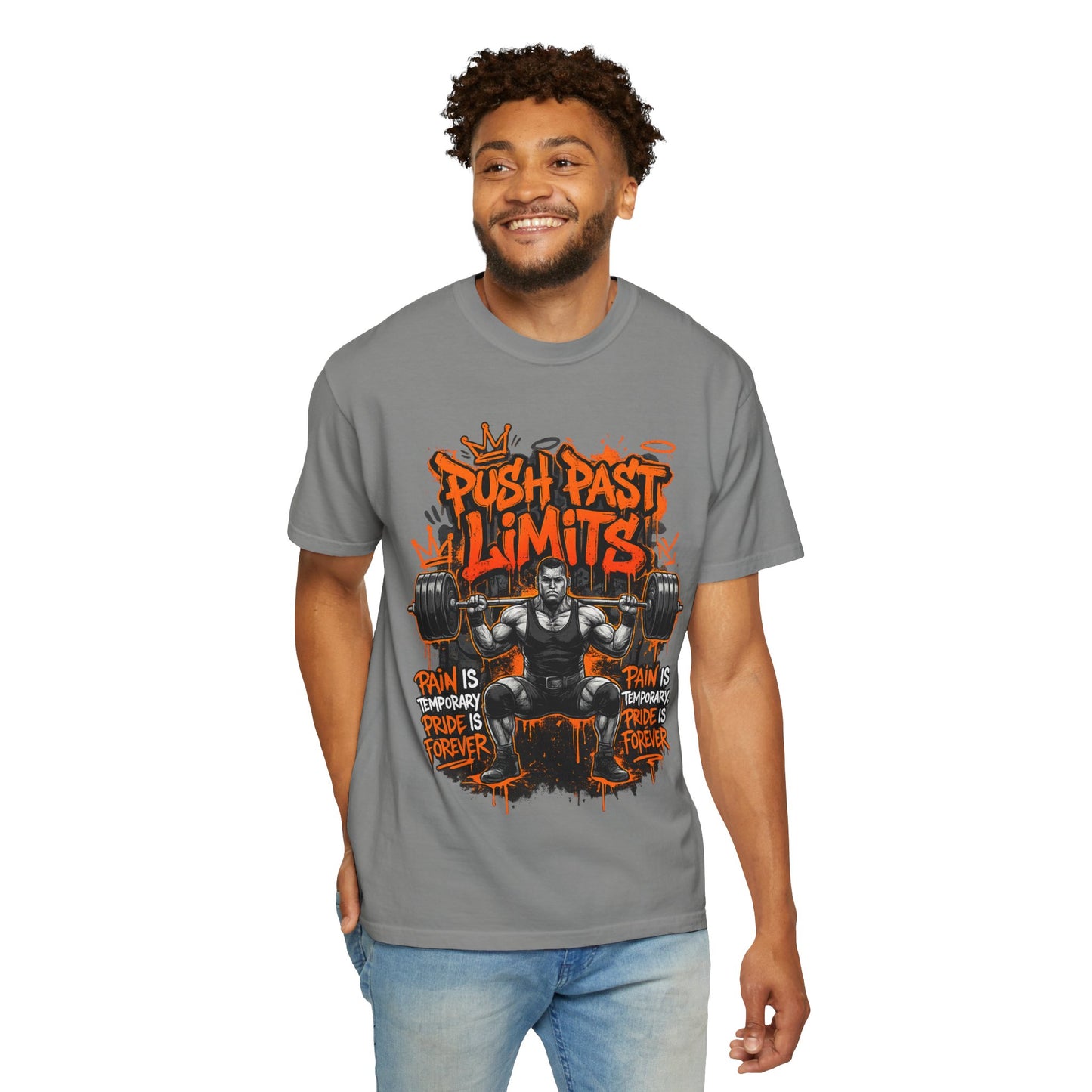 Push Past Limits weightlifting graphic tee | Motivational gym shirt