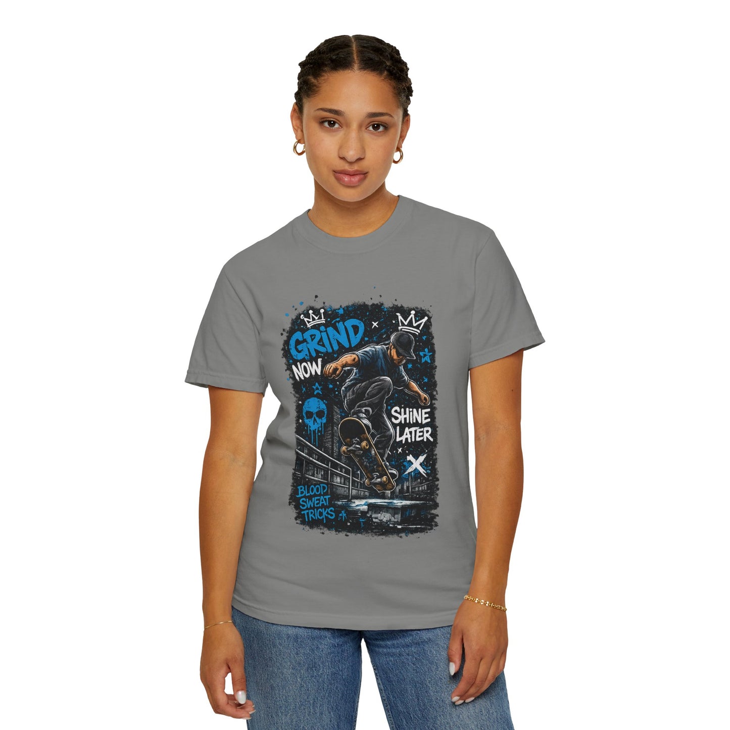 Skate Grind Now Tee — 'Grind Now Shine Later' Skateboard Graphic T-Shirt