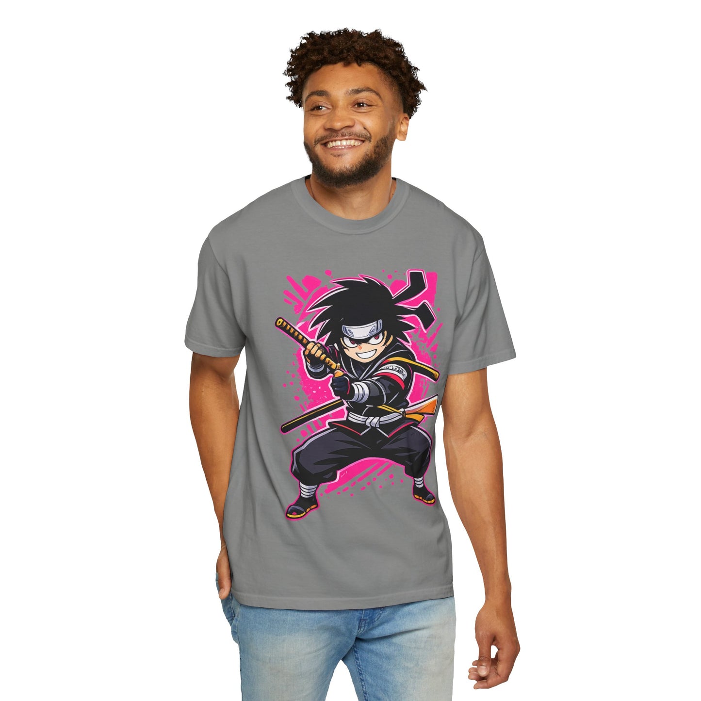Ninja Warrior Graphic T-Shirt — Fierce Samurai Cartoon Tee for Anime Fans