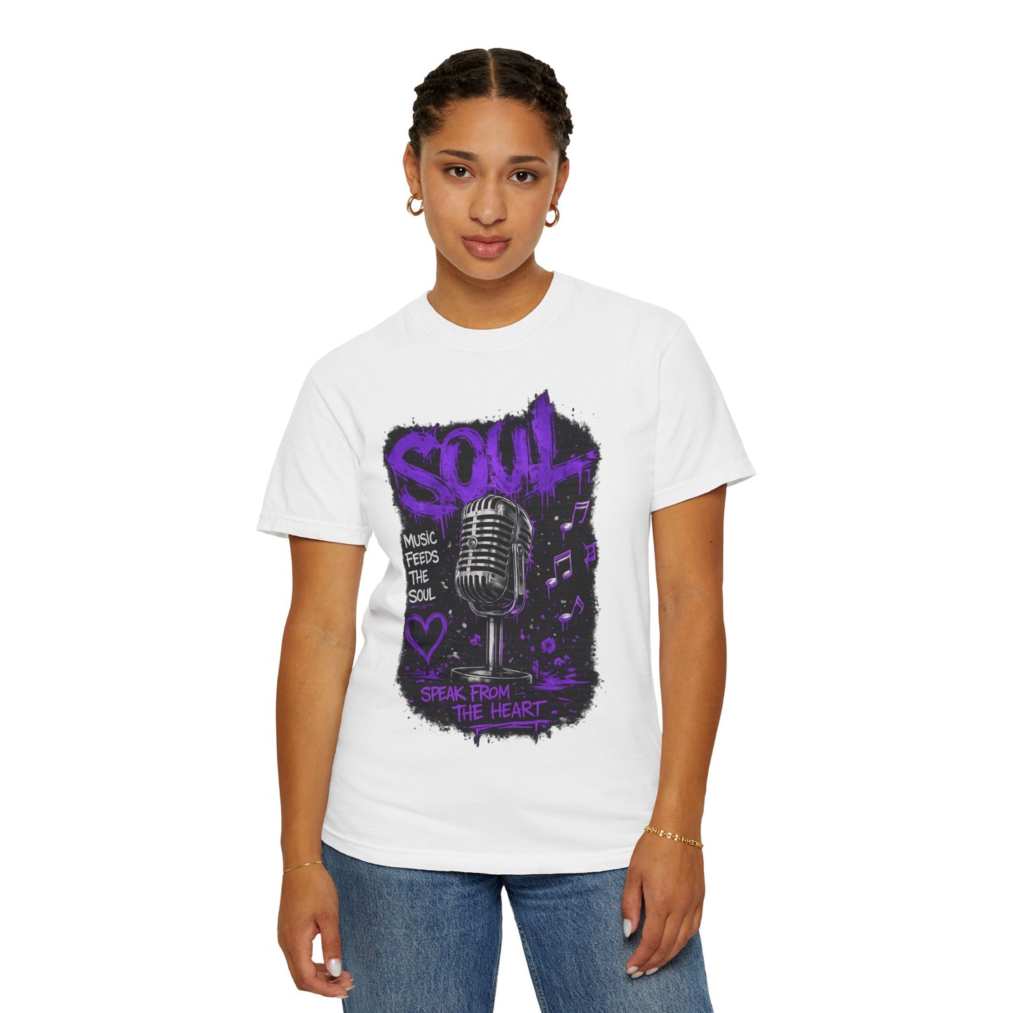 Soul Microphone T-Shirt — "Music Feeds the Soul" Vintage Mic Tee