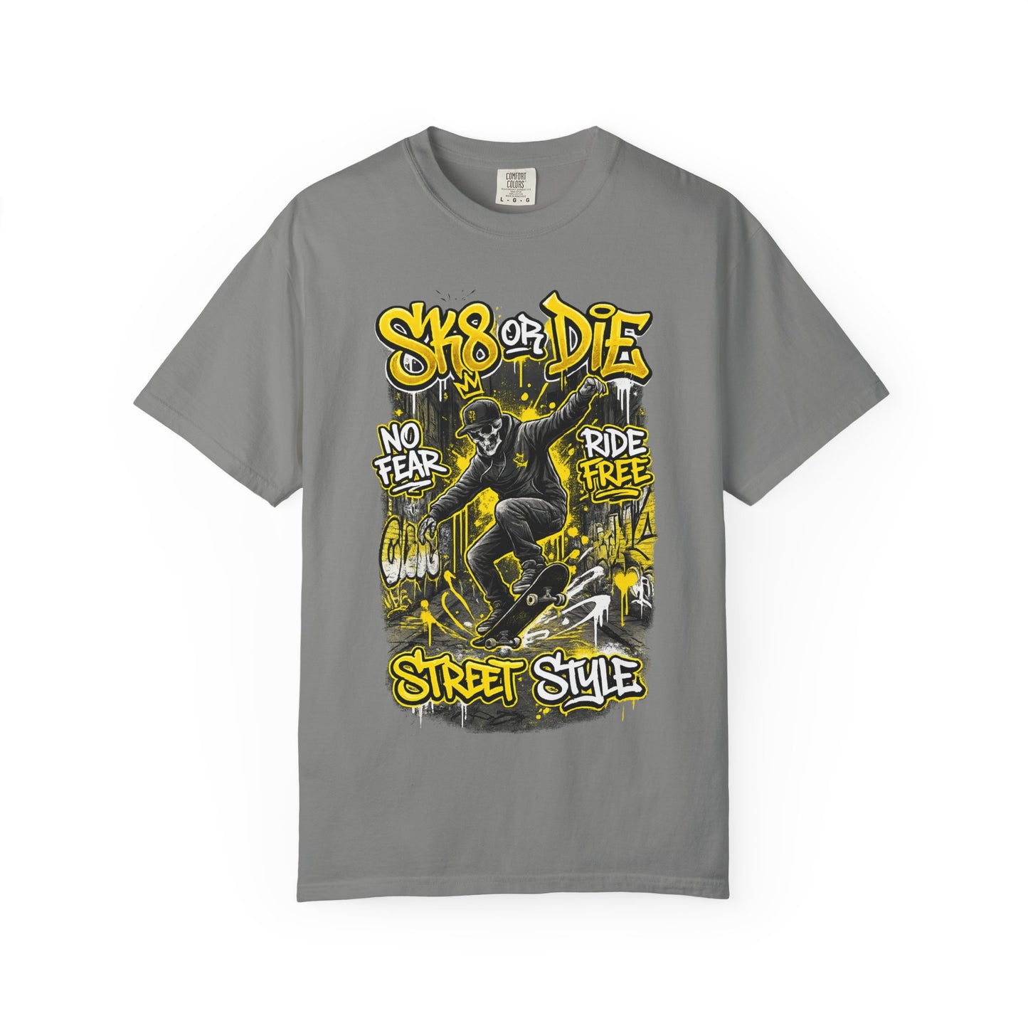 Skate or Die Street Style T-Shirt — Skateboard No Fear, Ride Free Graphic Tee