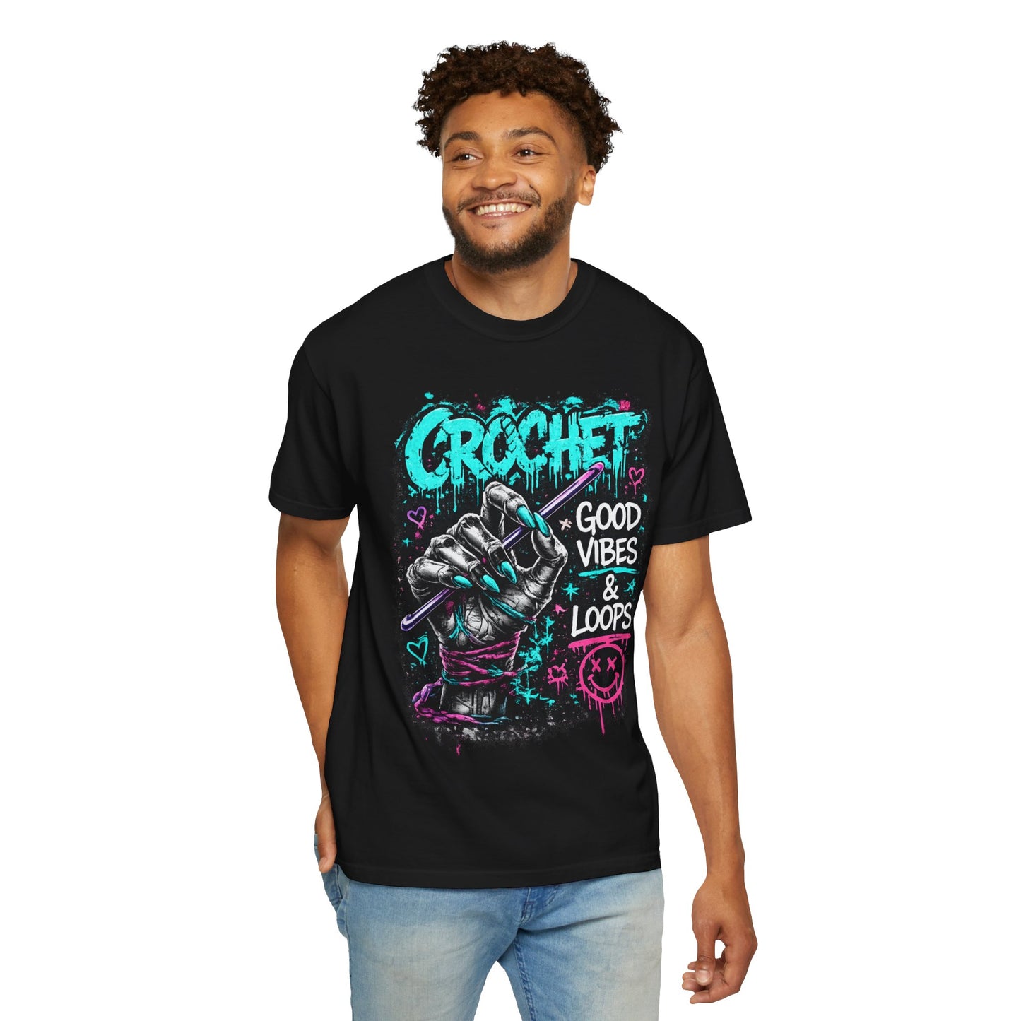 Crochet 'Good Vibes & Loops' Graphic T-Shirt