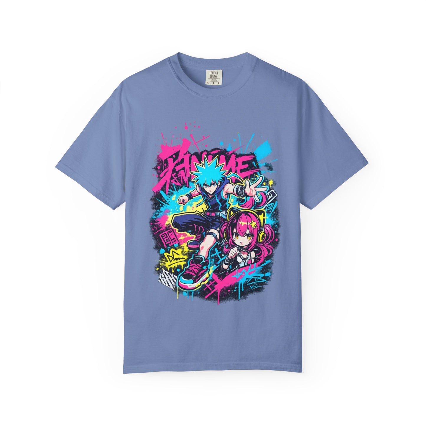Anime Streetwear T‑Shirt — Neon Punk 'Eat Me' Graphic