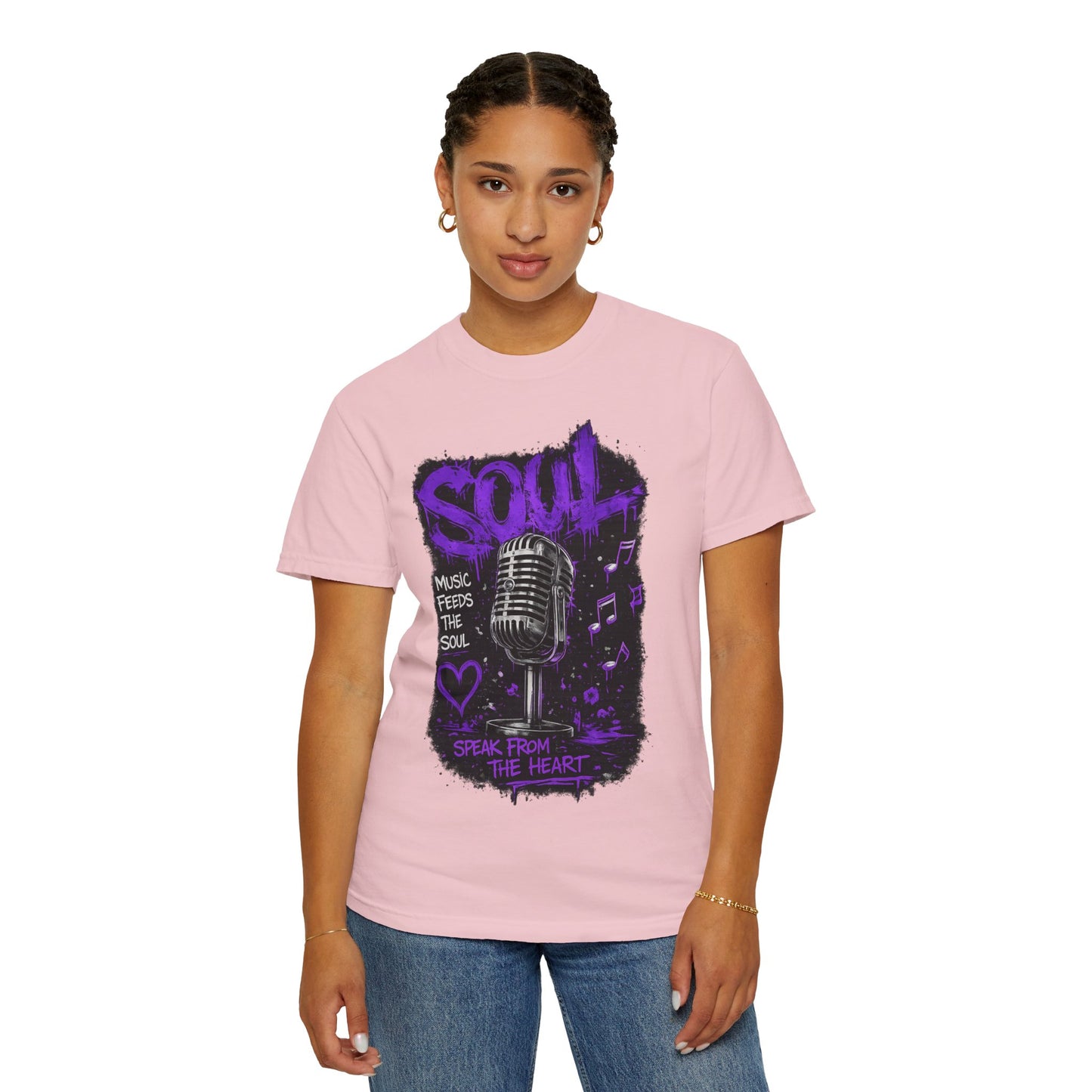 Soul Microphone T-Shirt — "Music Feeds the Soul" Vintage Mic Tee
