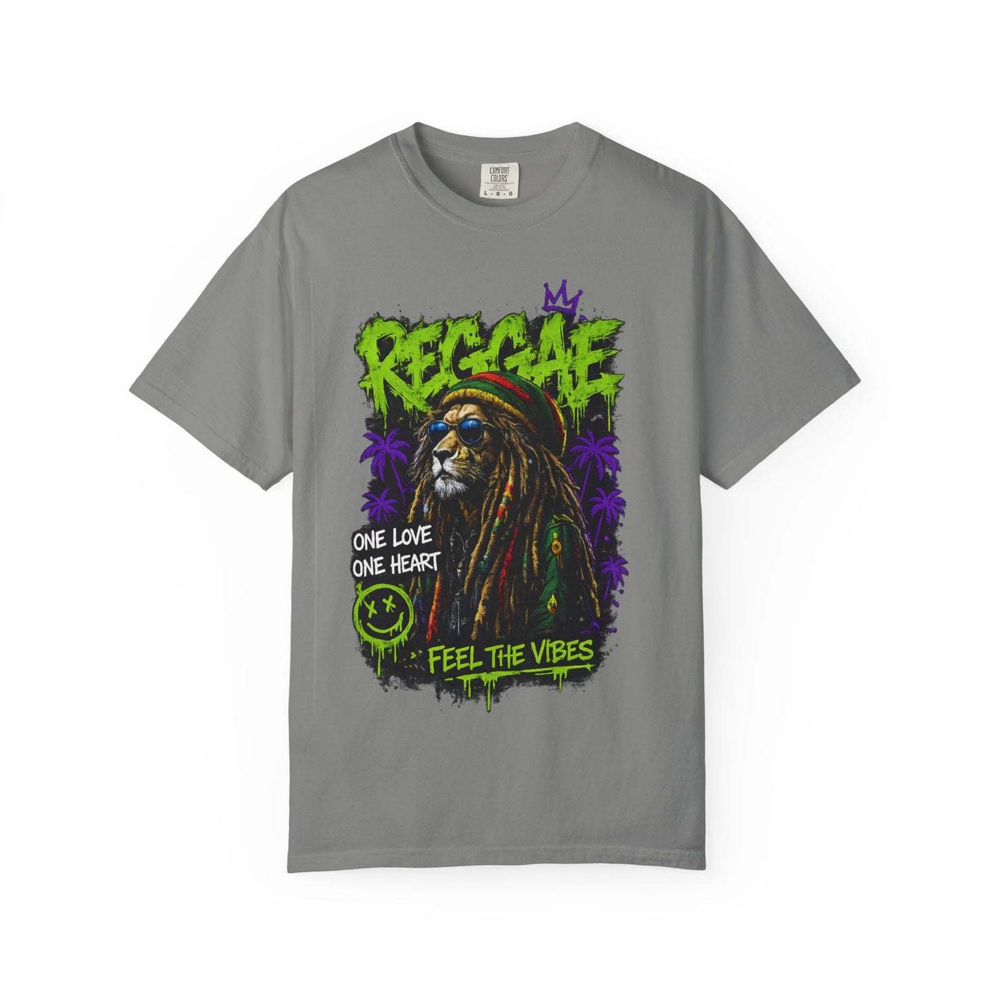 Reggae Lion T-Shirt — "One Love One Heart" Feel the Vibes Graphic Tee
