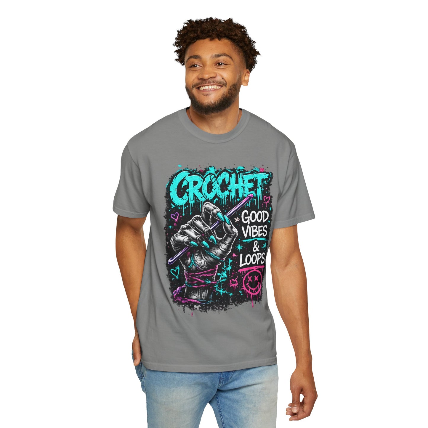 Crochet 'Good Vibes & Loops' Graphic T-Shirt