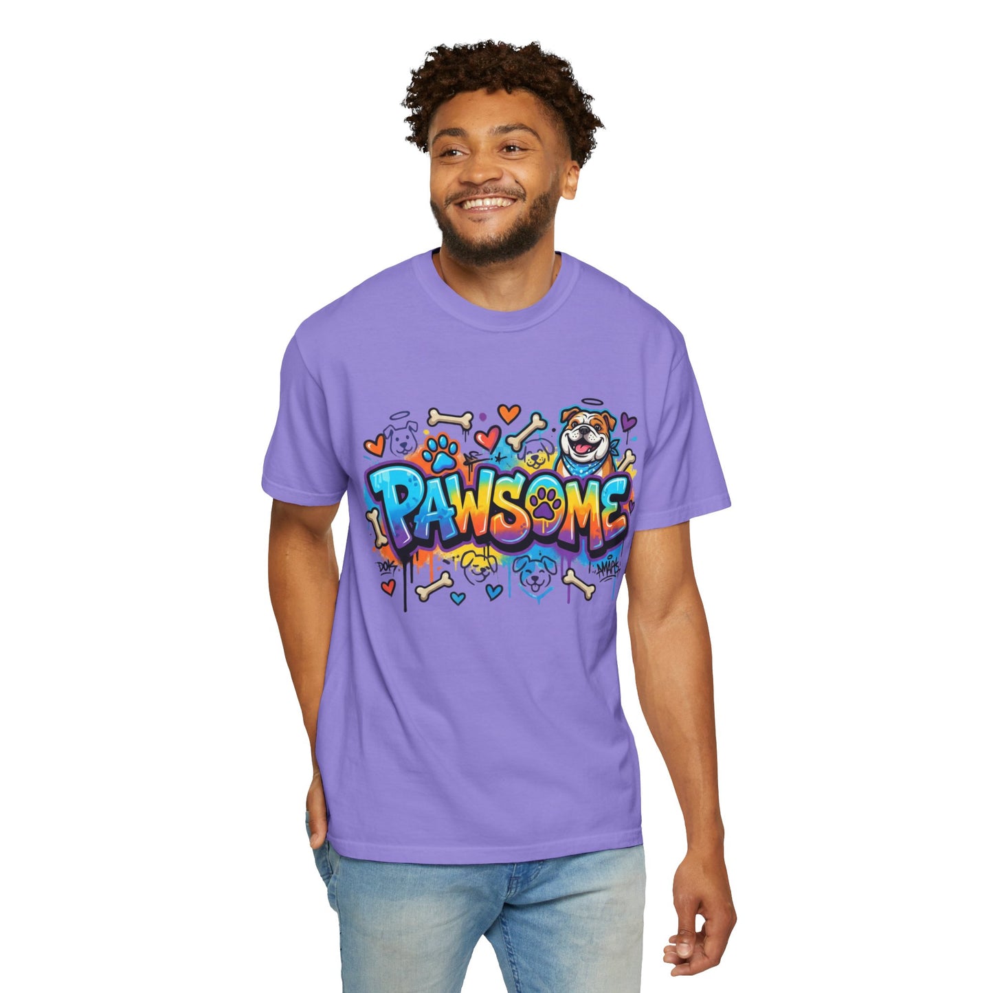 Pawsome Graffiti Dog T-Shirt — Colorful Pet Lover Tee
