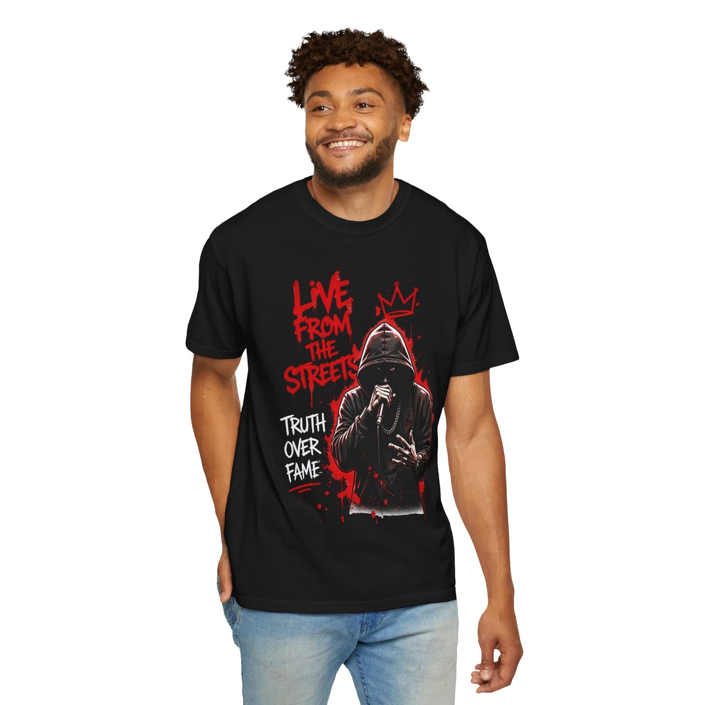 Live From The Streets Graphic T-Shirt — Hoodie Shadow Rapper Design