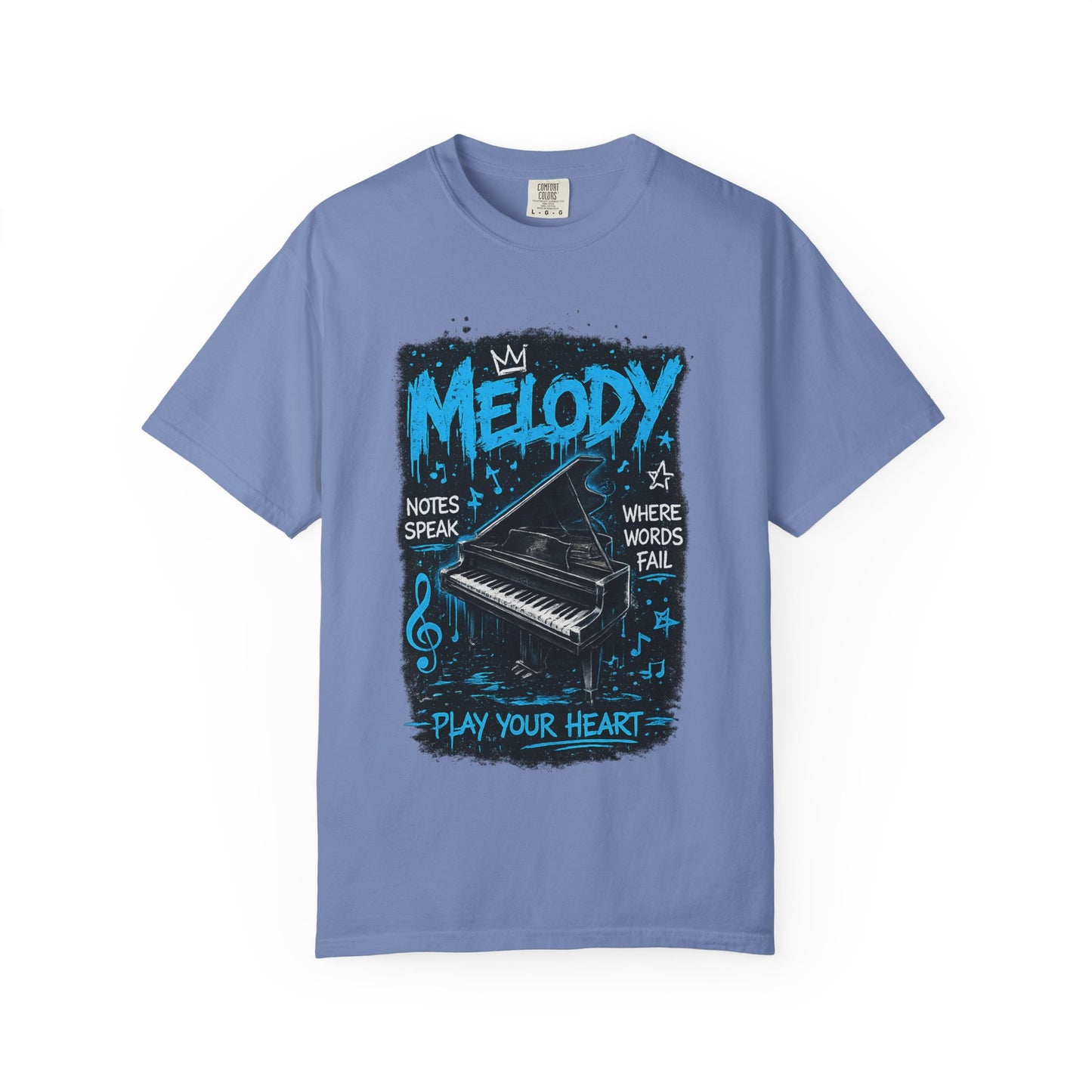Melody Piano Graphic T-Shirt — "Play Your Heart" Music Lover Tee