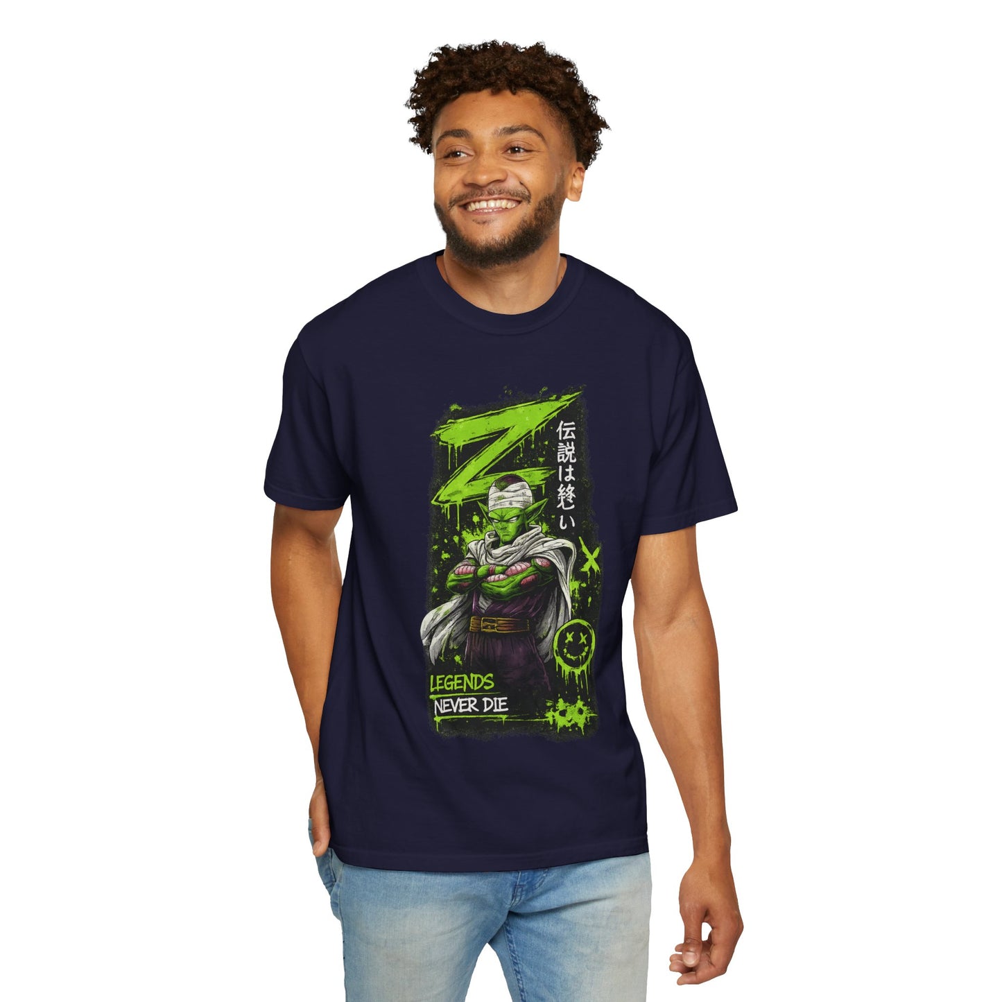 Dragon Warrior Graphic T-Shirt — "Legends Never Die" Neon Green Anime Design